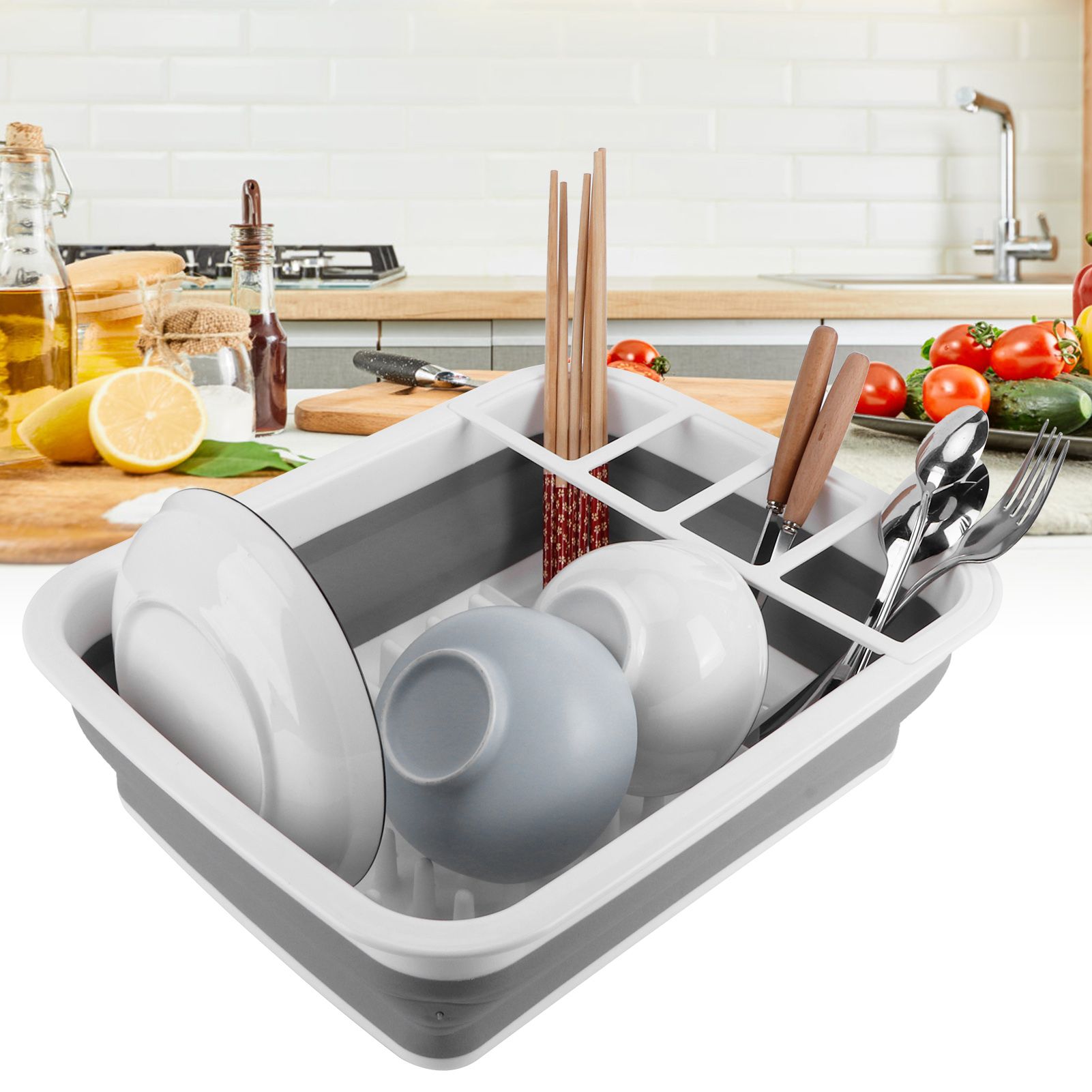 Foldable Drain Basket Drying Dish Storage Rack Dish Drainer for Kitchen view 9