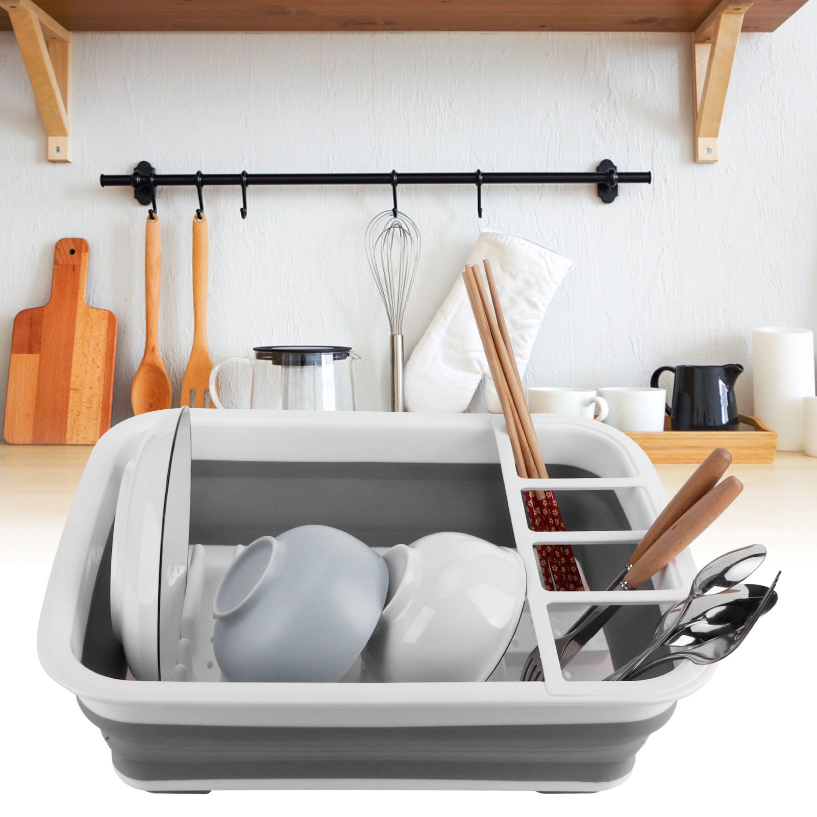 Foldable Drain Basket Drying Dish Storage Rack Dish Drainer for Kitchen view 10