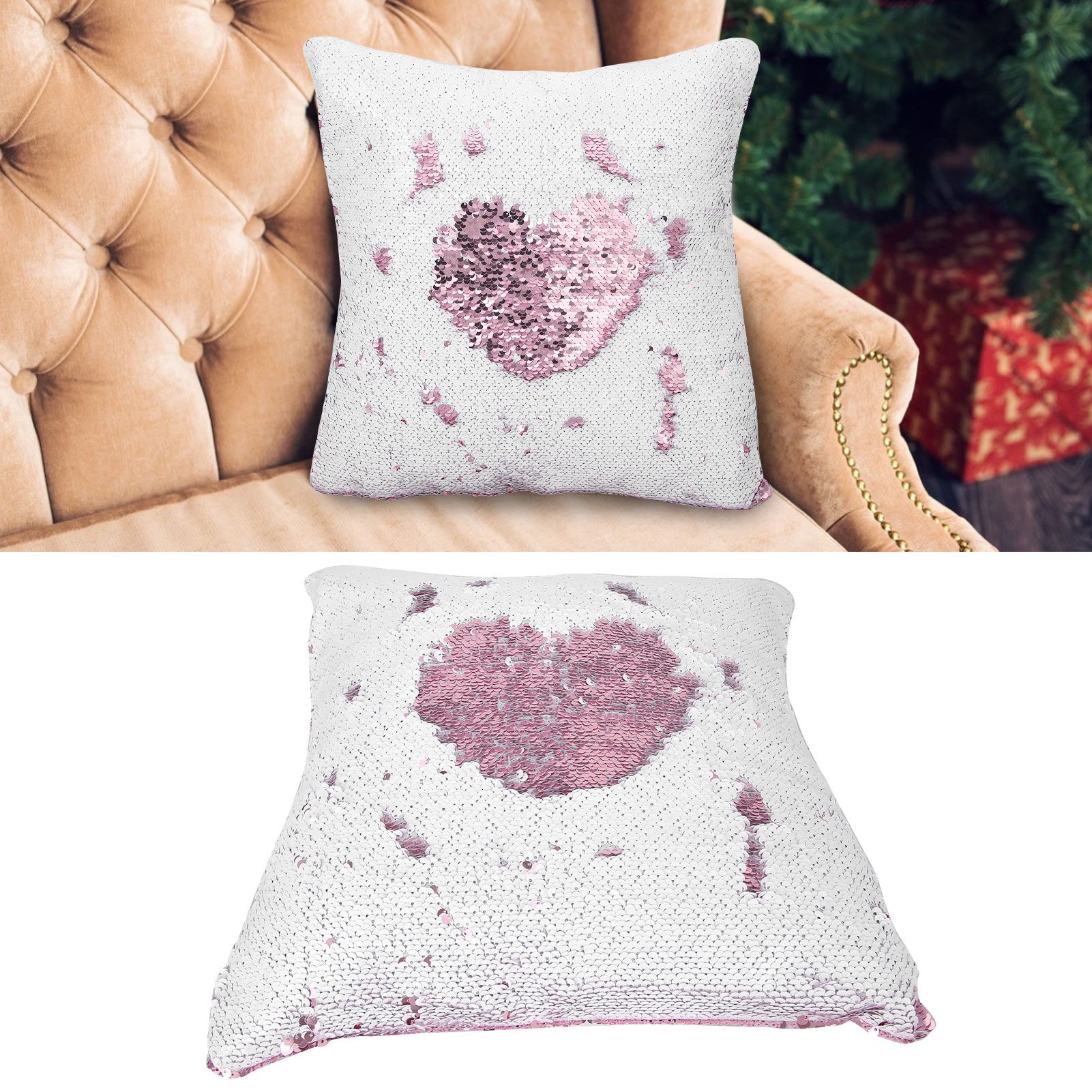 Pillow Case Sequins Suede Fabric Cushion Covers with Zipper for Home Sofa Bed view 9