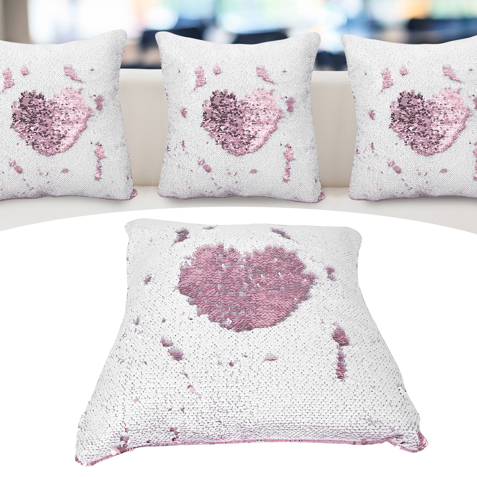 Pillow Case Sequins Suede Fabric Cushion Covers with Zipper for Home Sofa Bed view 10