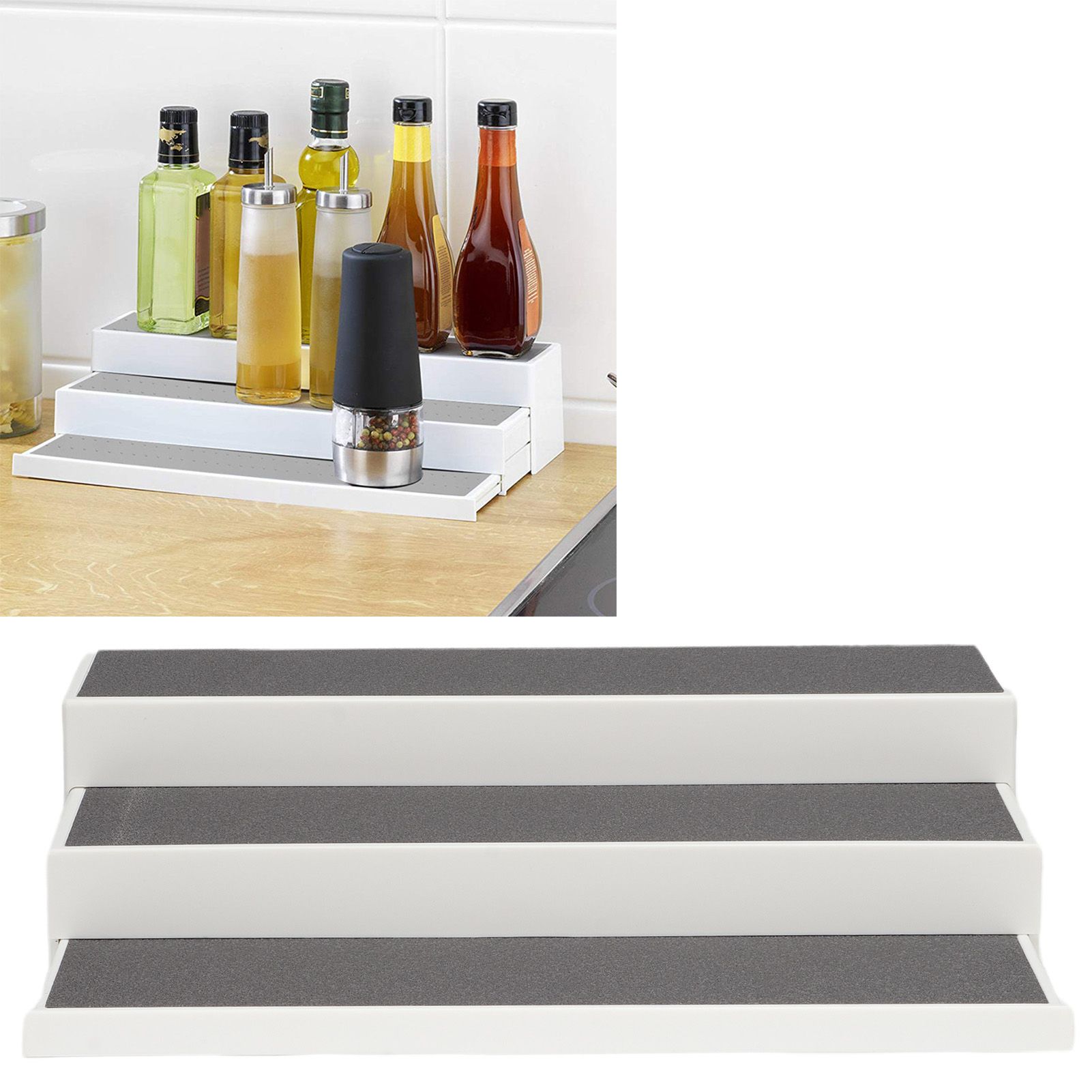 3‑Tier Expandable Spice Rack Step Shelf Spices Organizer Holder for Kitchen view 10