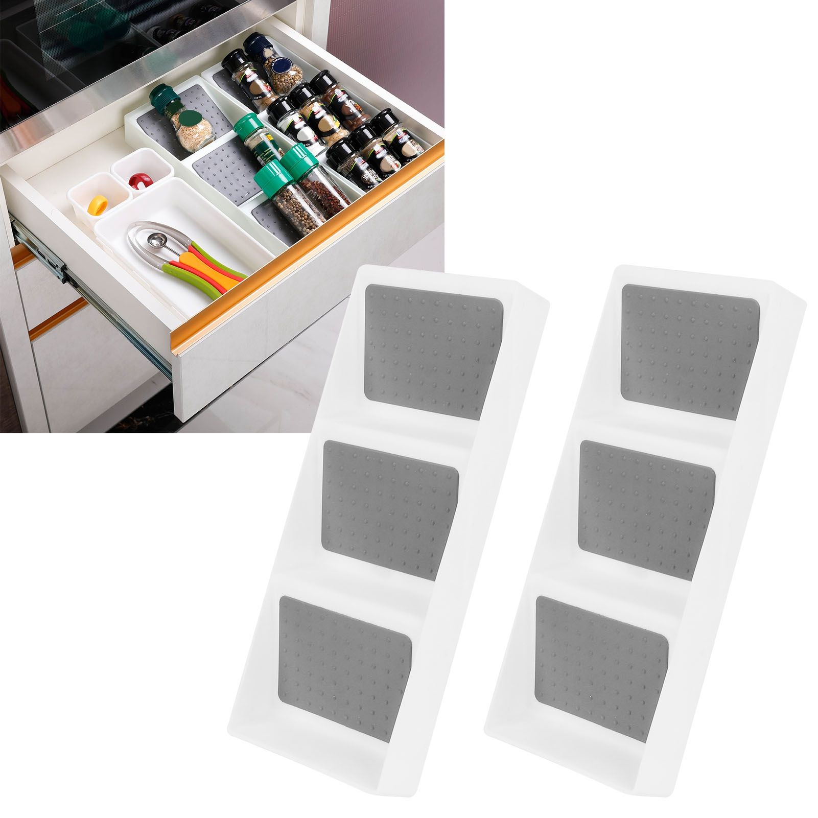 2PCS Drawer Organizer 3-Tier Spice Medicine Bottle Rack Tray Drawer Box for view 9
