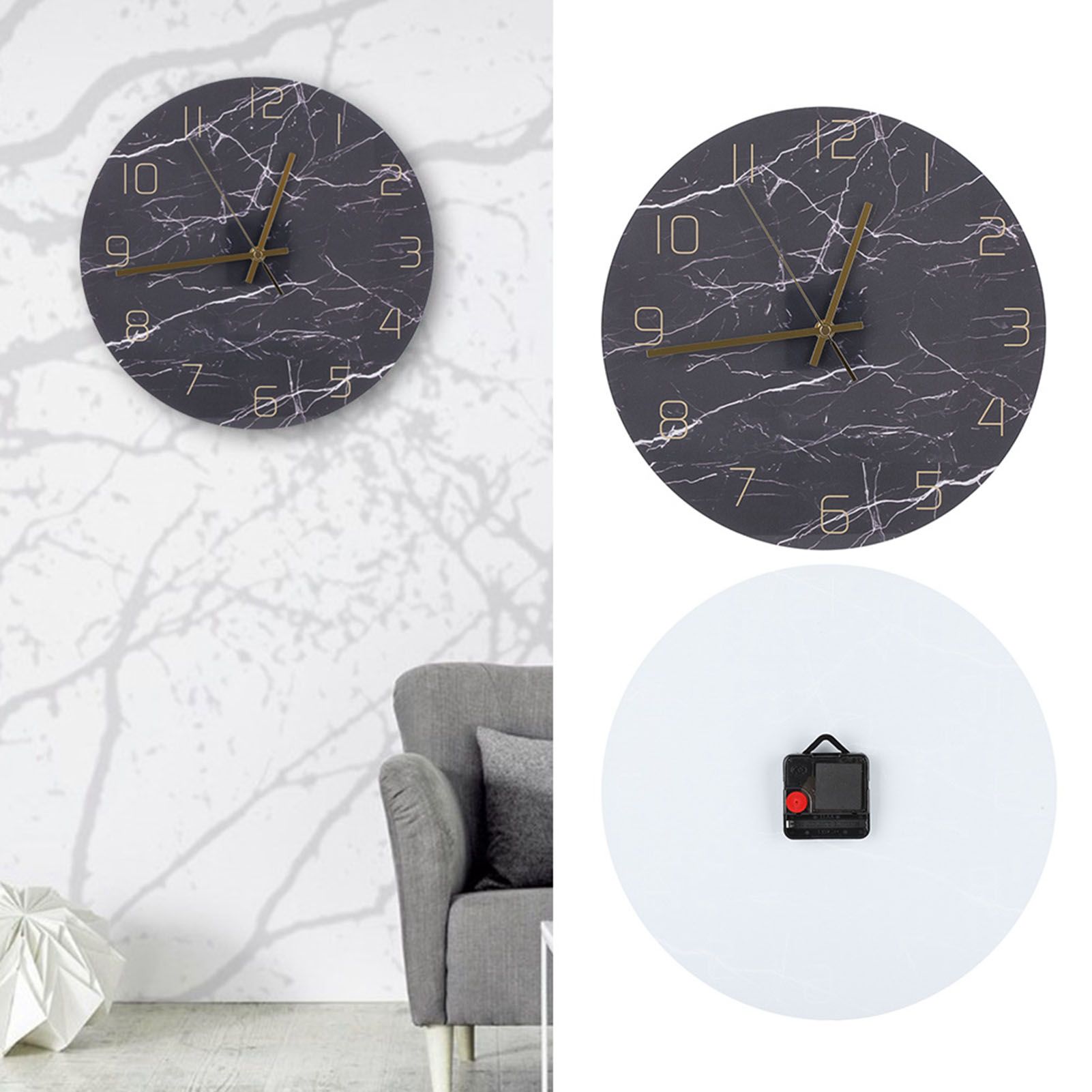 Wall Clock Nordic Decorative Marble Printing Mute Round Hanging Clock Home view 10