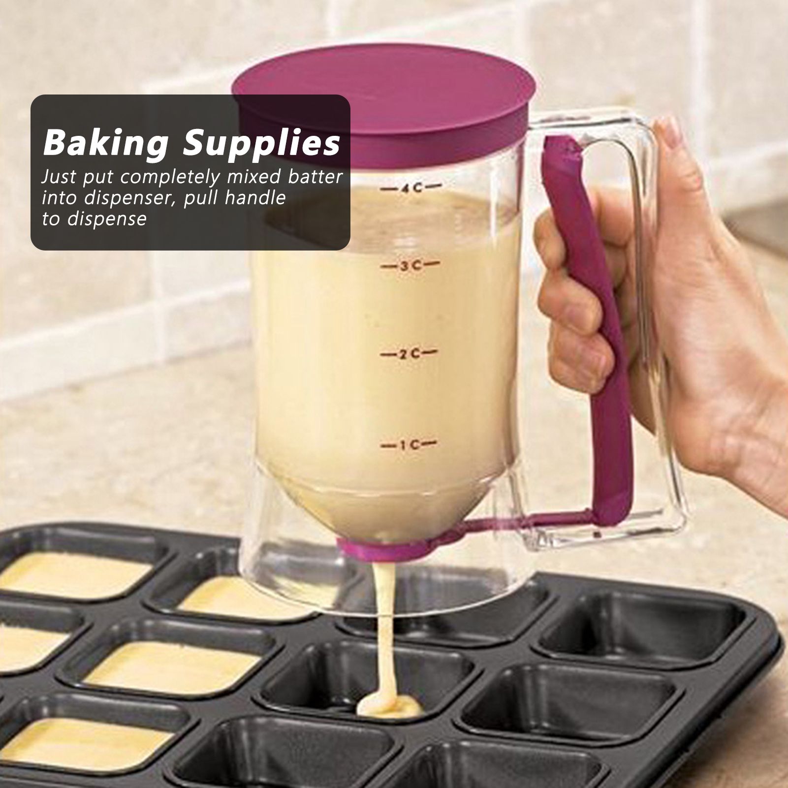 Batter Dispenser DIY Pancake Cupcake Cake Baking Accessory Bakeware Kitchen view 12
