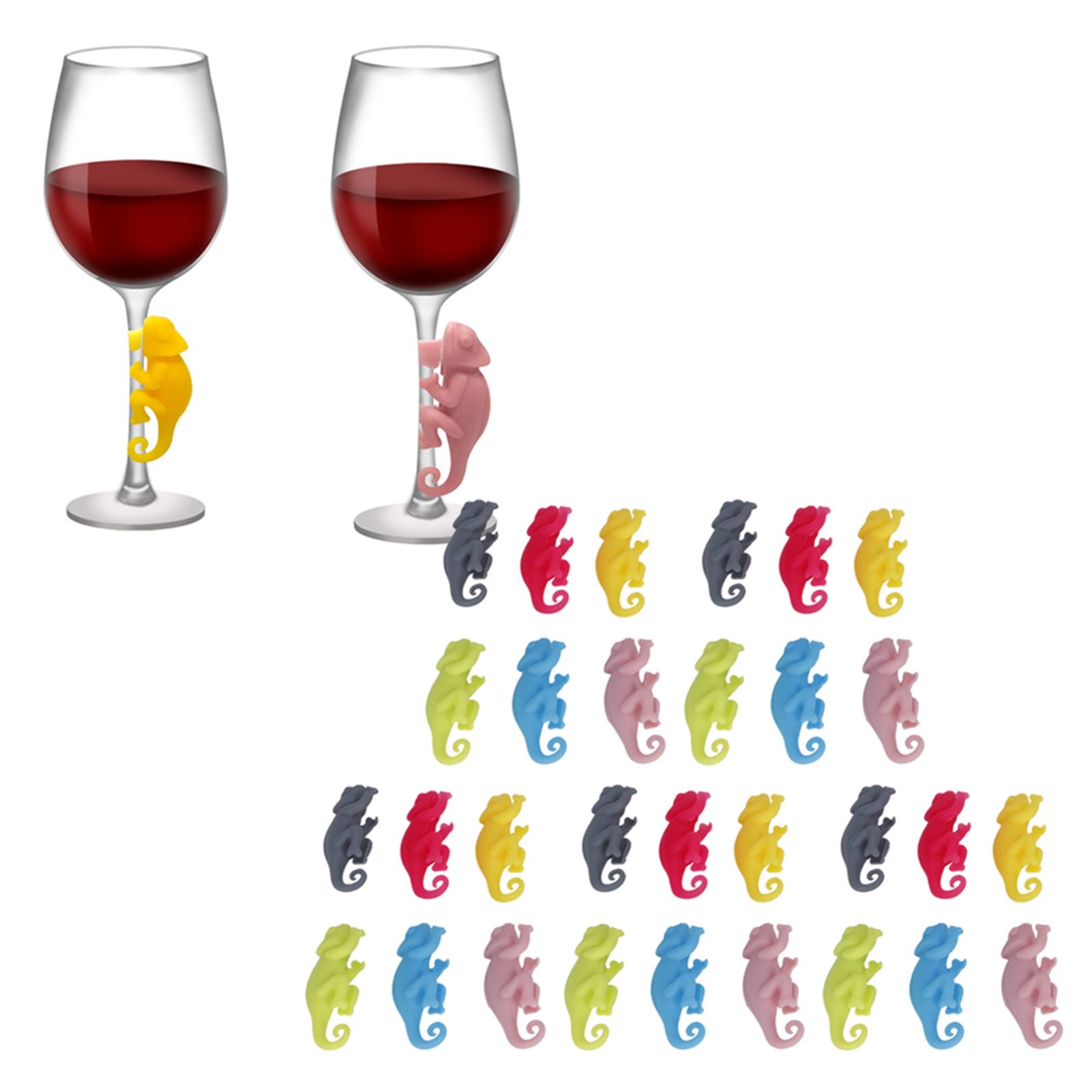5Set Drink Markers Cute Animal Shaped Silicone Wine Glass Tag Identifier view 9