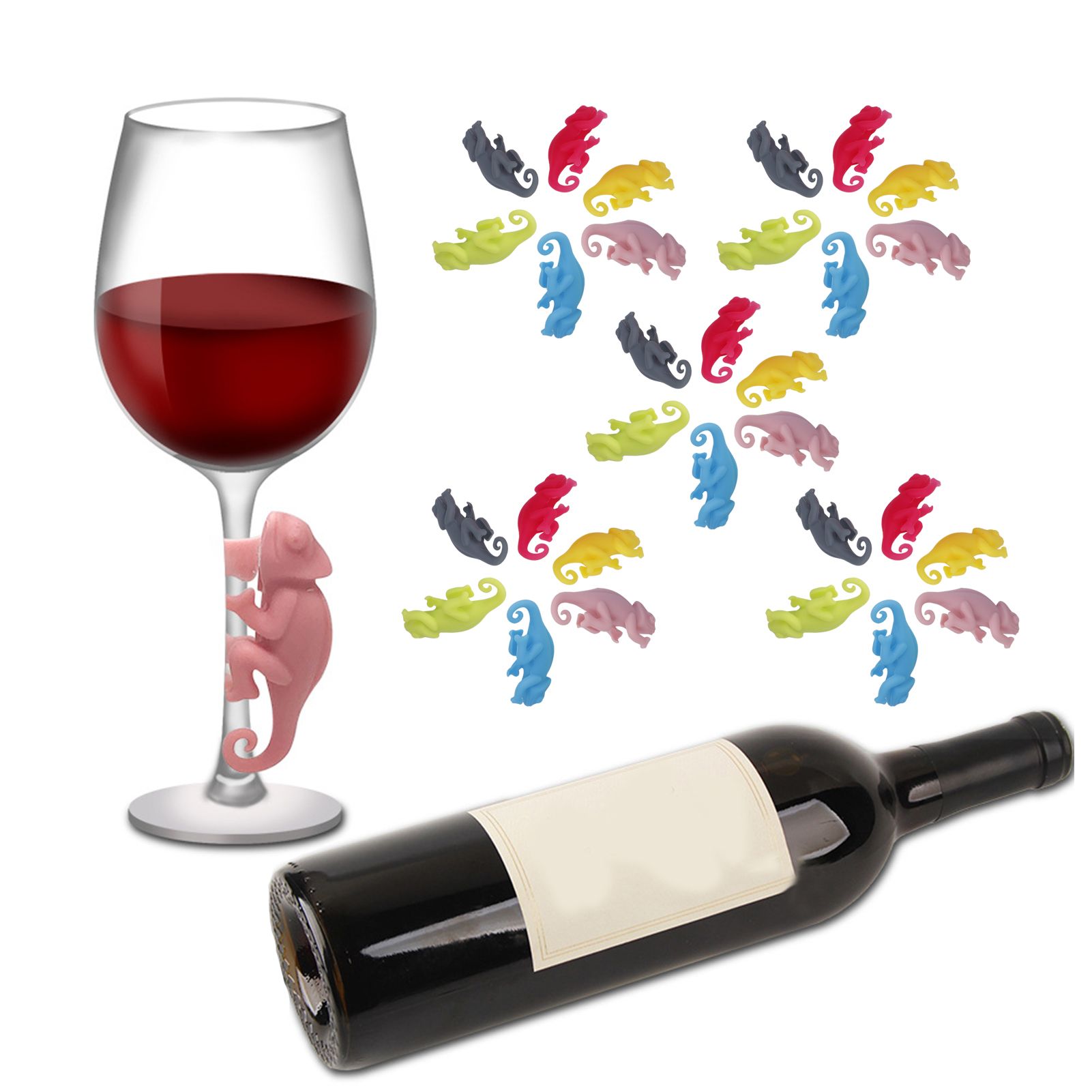 5Set Drink Markers Cute Animal Shaped Silicone Wine Glass Tag Identifier view 10