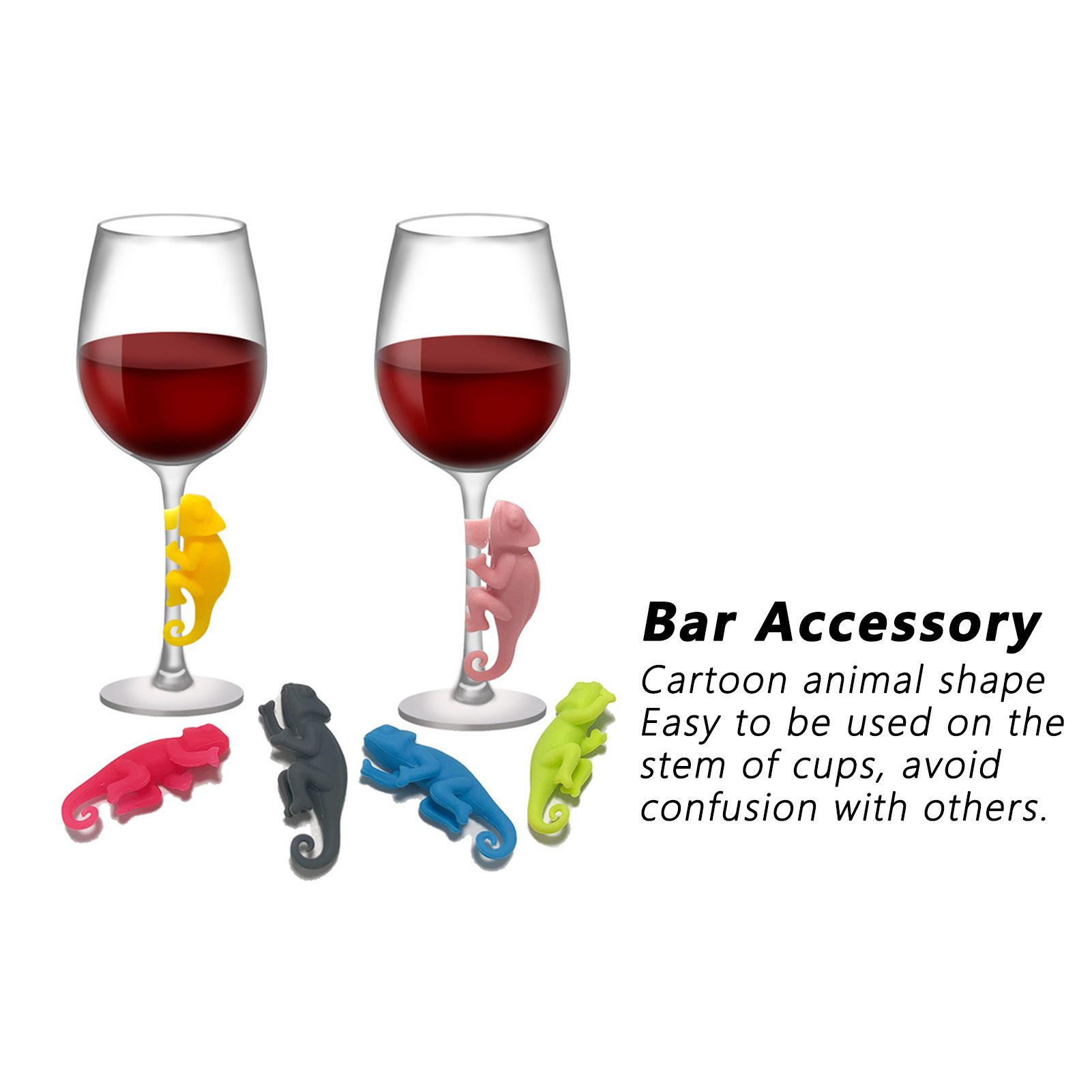 5Set Drink Markers Cute Animal Shaped Silicone Wine Glass Tag Identifier view 11