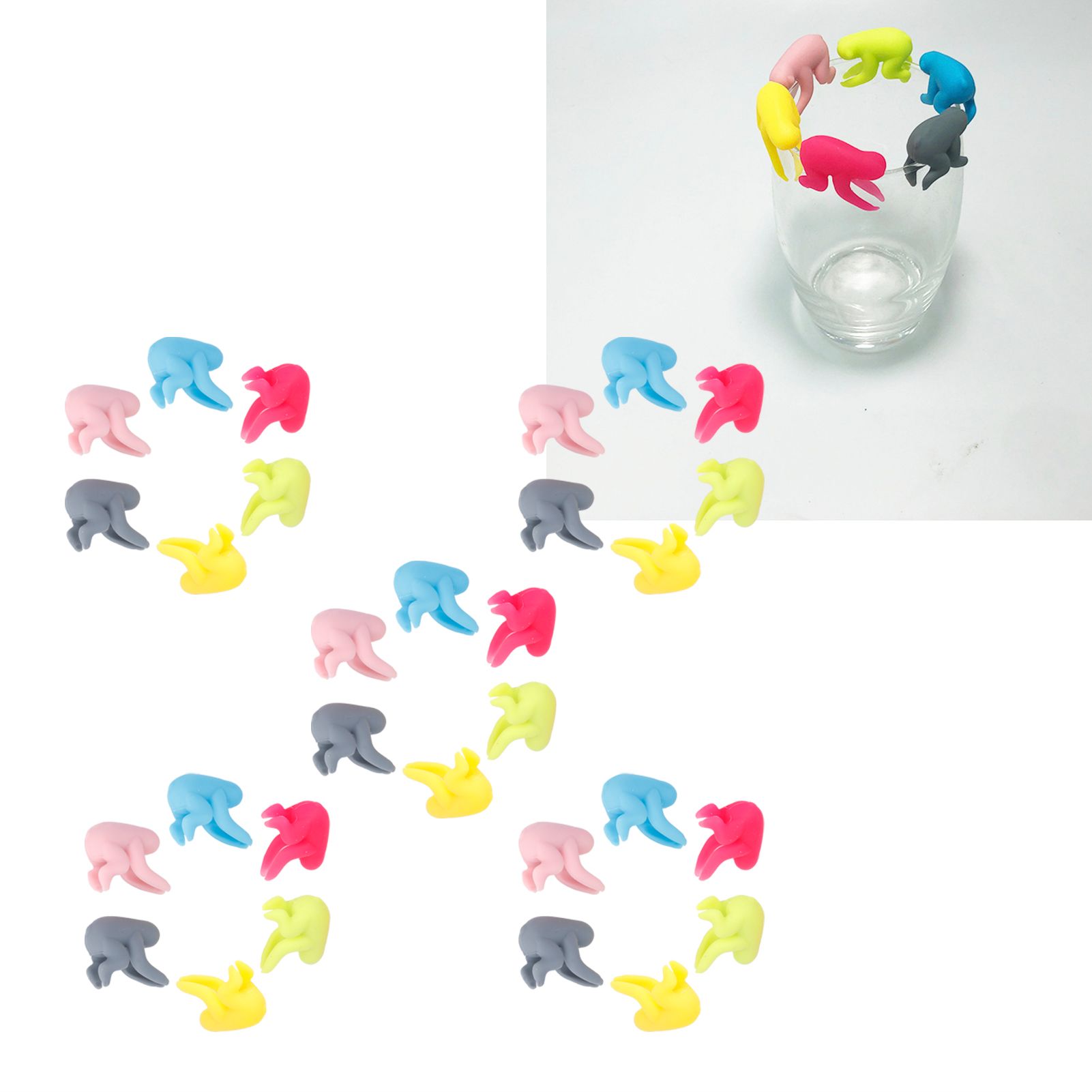 5Set Wine Cup Drink Marker Cute Silicone Wine Glass Tag Drinkware for Party view 10