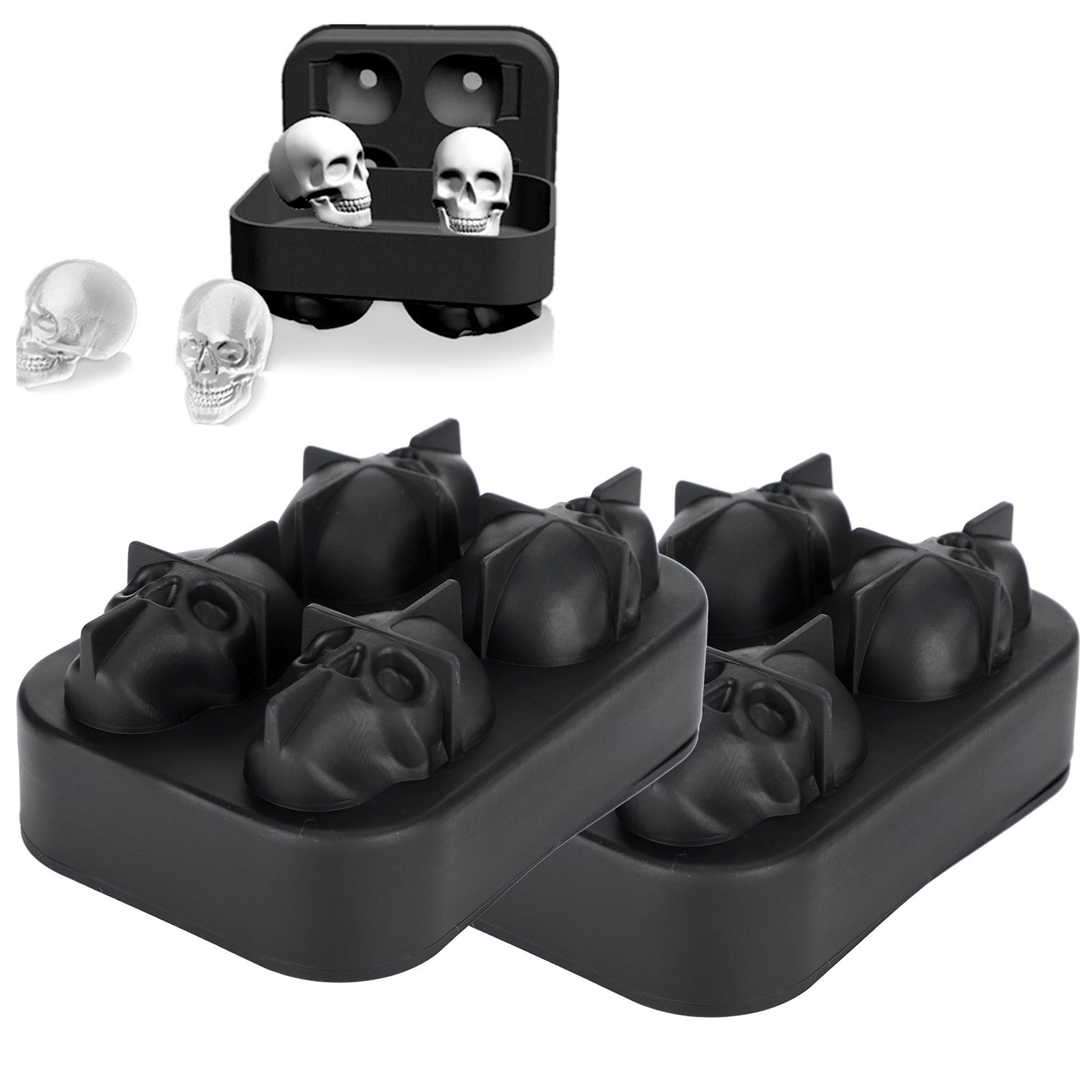 2Pcs Ice Mold Skull Shape Silicone Ice Cubes Tray for Cake Candies Kitchen view 10