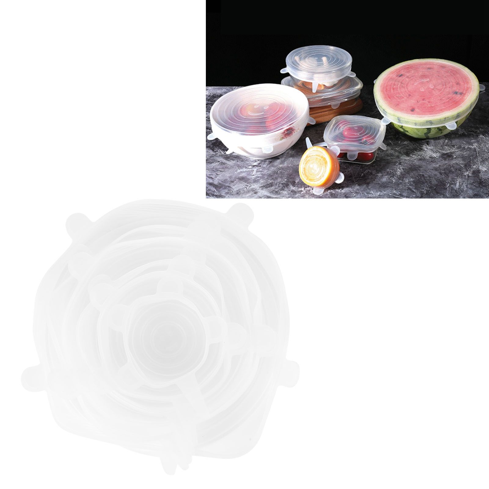2 Sets White Silicone Stretch Lid Food Packaging Sealing Bowl Pot Reusable view 9