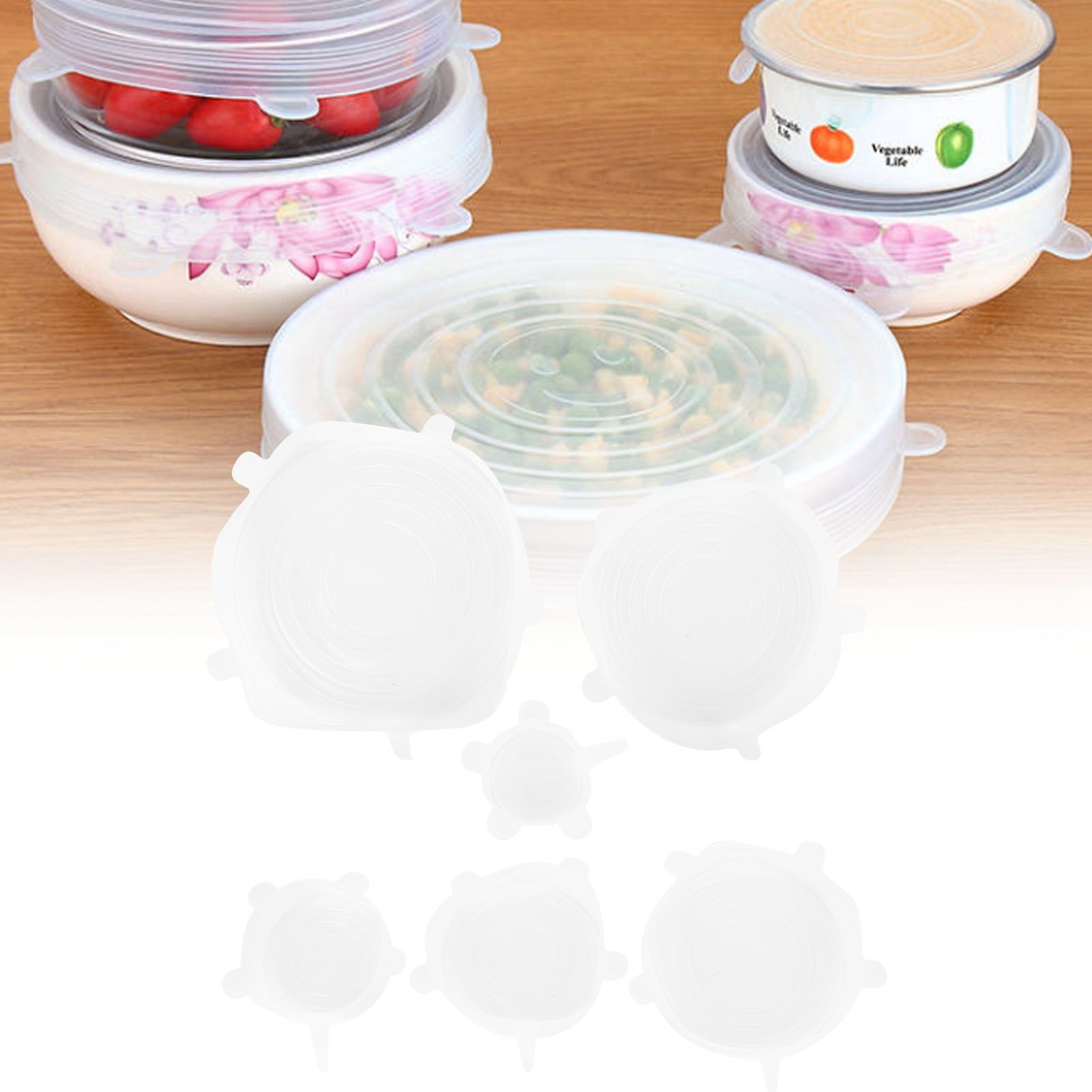 2 Sets White Silicone Stretch Lid Food Packaging Sealing Bowl Pot Reusable view 10