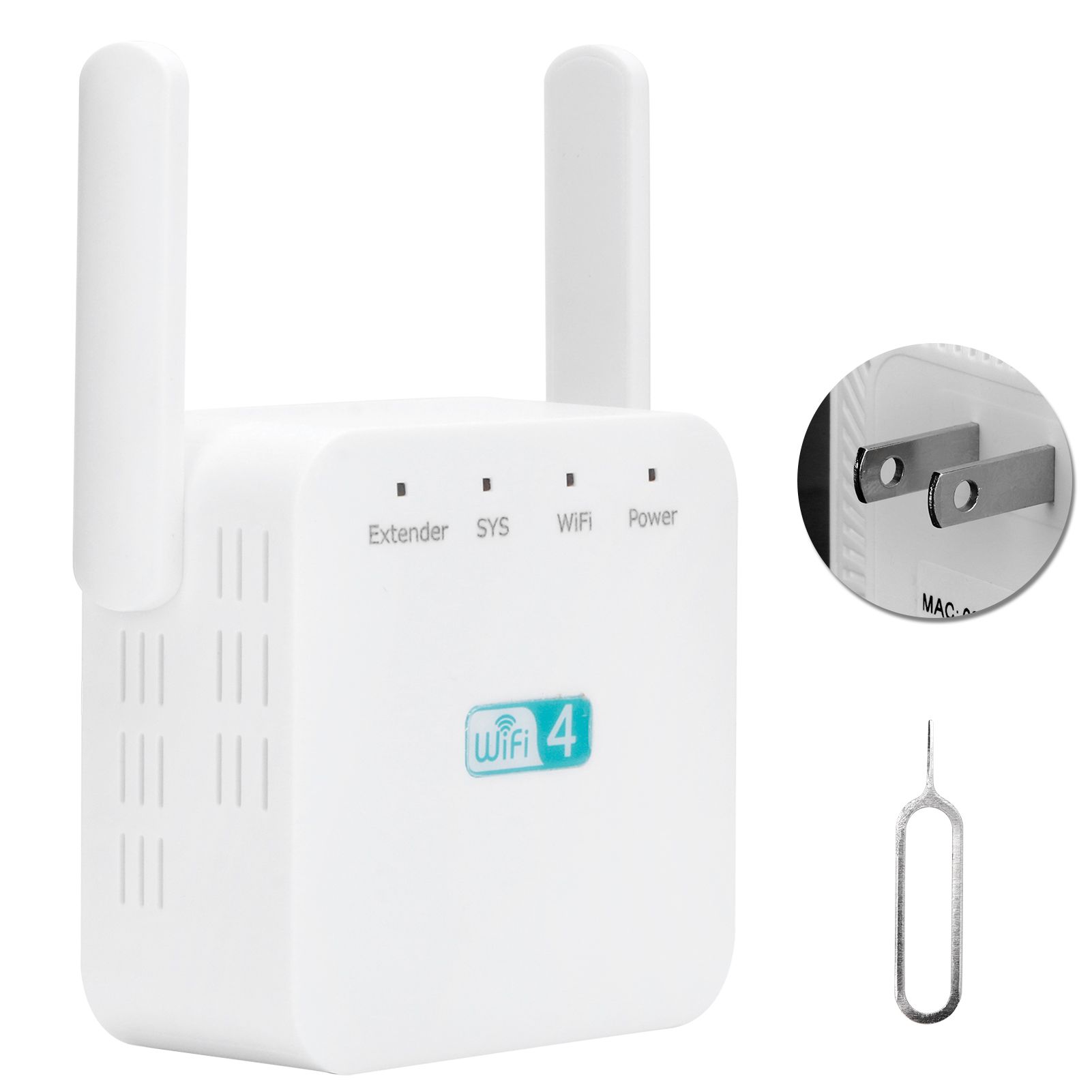 300M Repeater with Double Antenna Signal Amplifier Range Extender White view 2