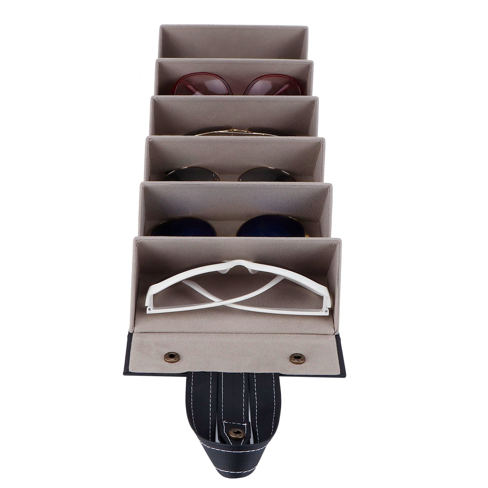 6 Slots Foldable Sunglasses Eyeglasses Travel Organizer Case Container Hanging view 7