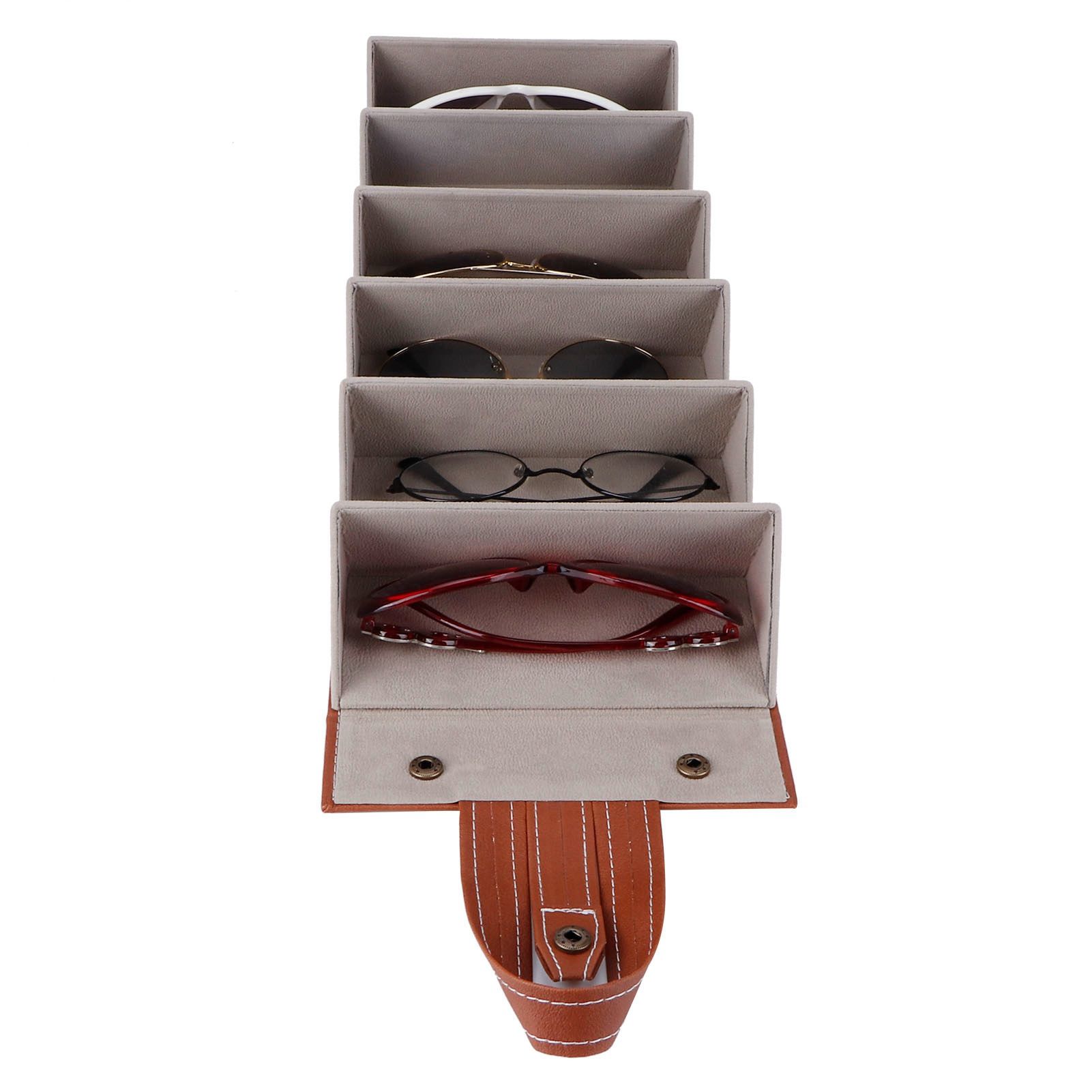 6 Slots Foldable Sunglasses Eyeglasses Travel Organizer Case Container Hanging view 7