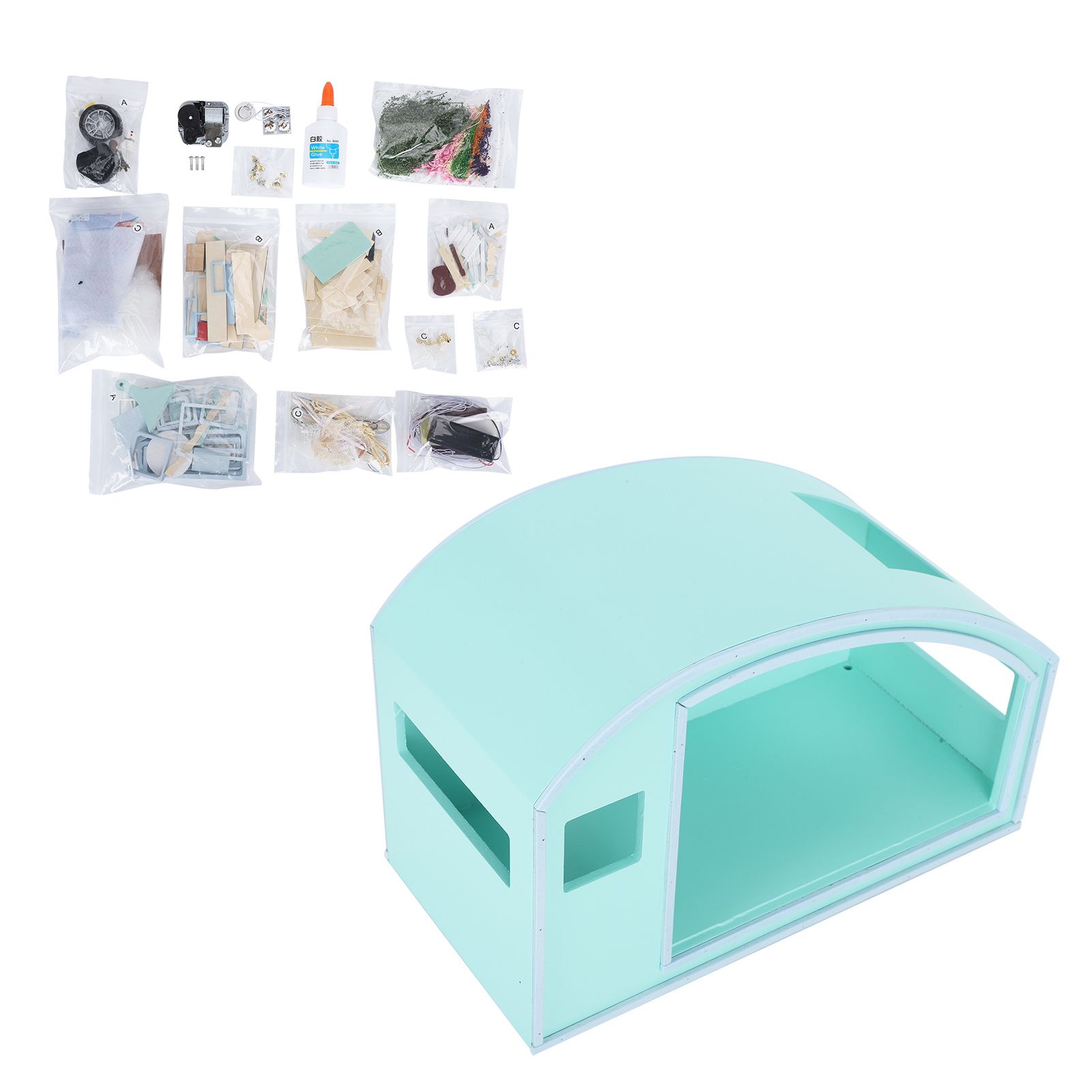 DIY Dollhouse Wood Miniature Furniture Kit with Musical Movement Valentine's view 7