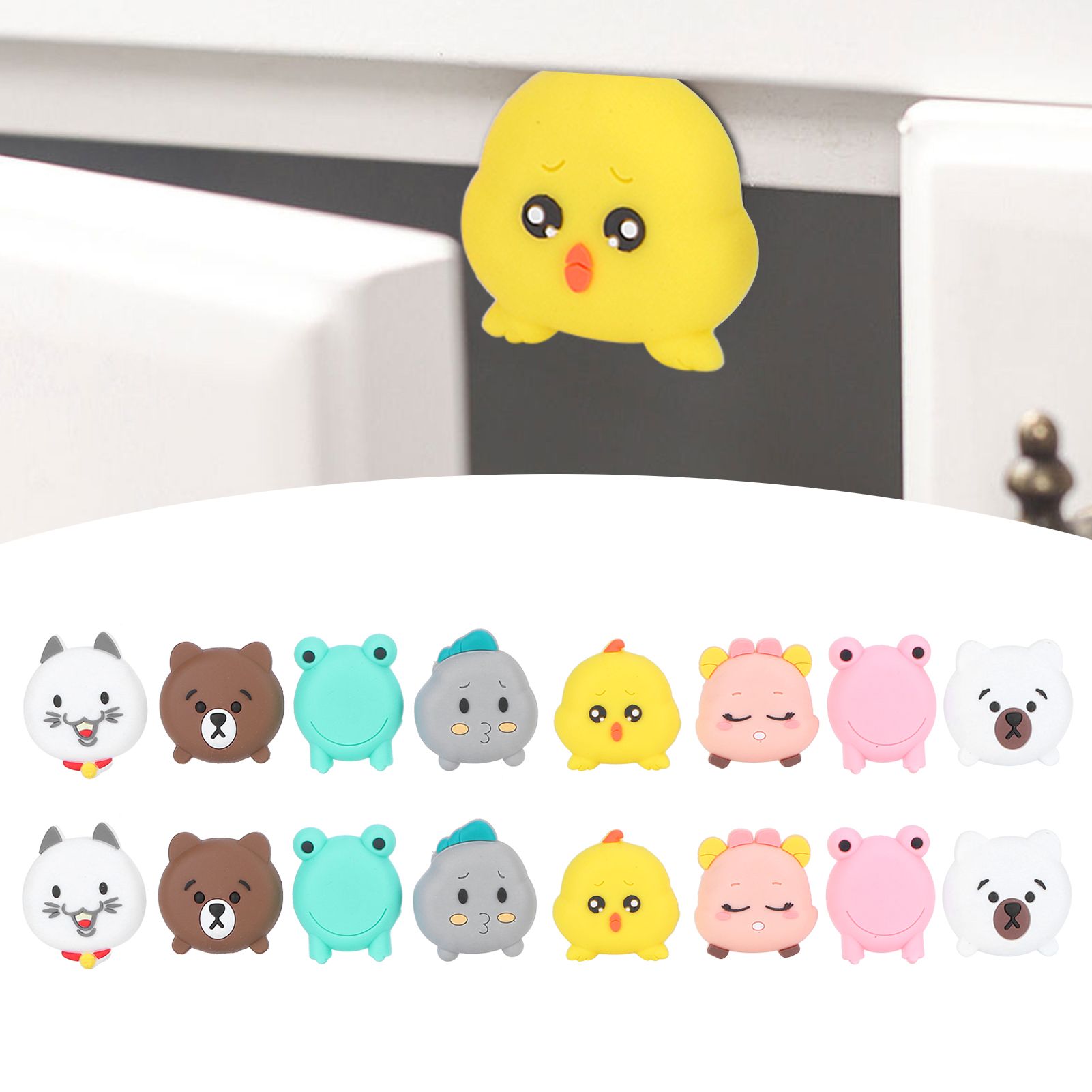 16pcs Silicone Self Adhesive Cartoon Door Stopper Wall Protectors Door Handle view 10