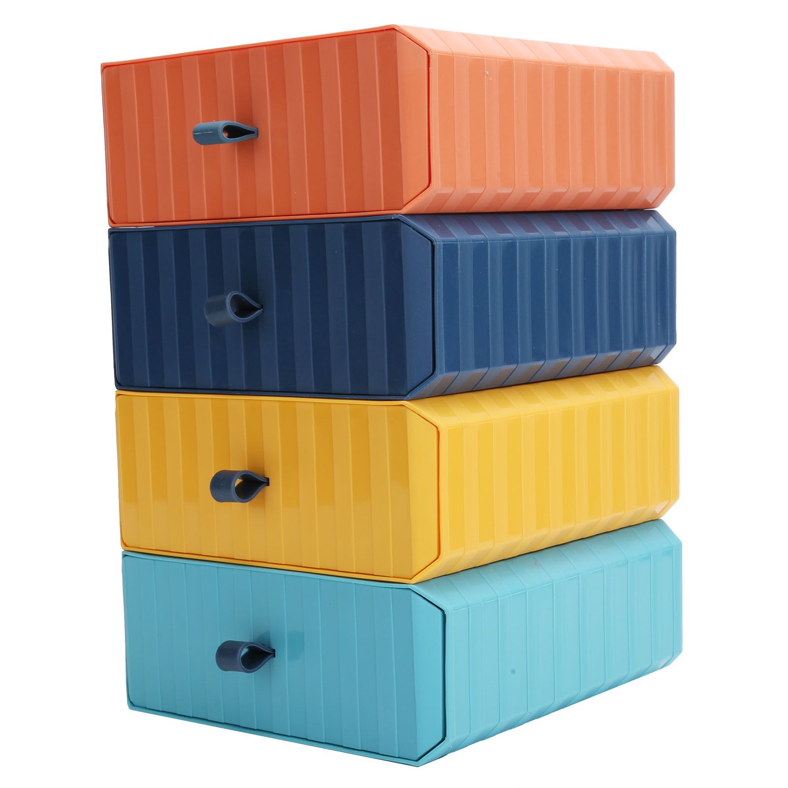 4Pcs Drawer Plastic Storage Box Desk Organization Stackable Storage Drawers