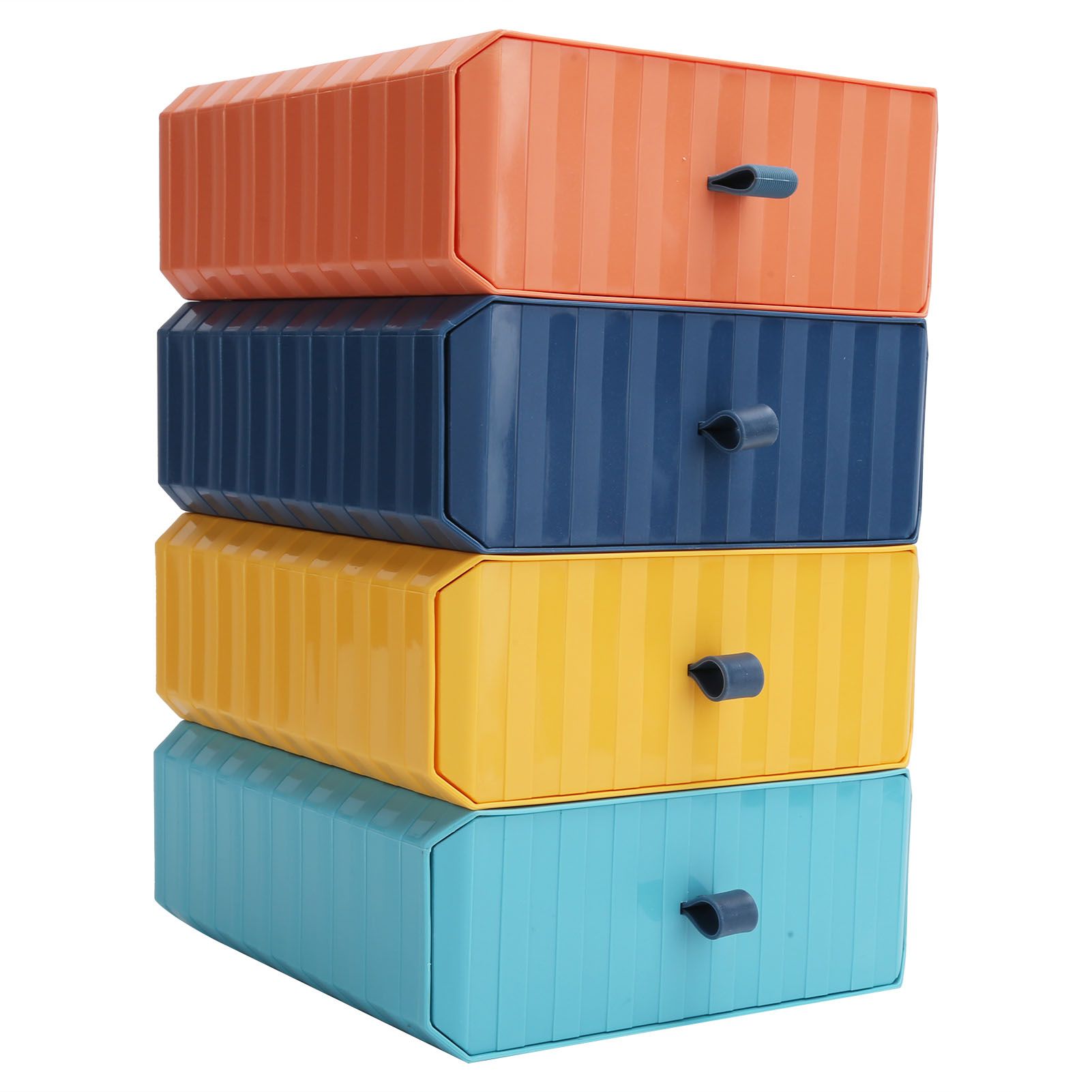 4Pcs Drawer Plastic Storage Box Desk Organization Stackable Storage Drawers view 3