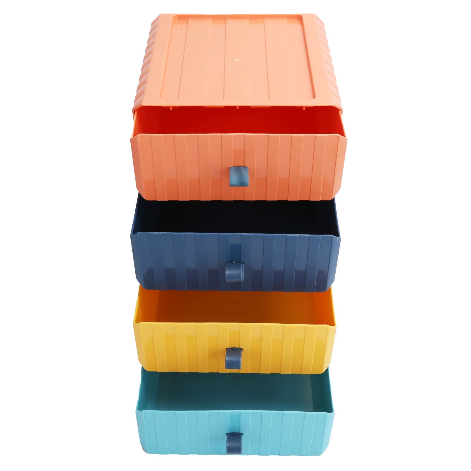 4Pcs Drawer Plastic Storage Box Desk Organization Stackable Storage Drawers view 5