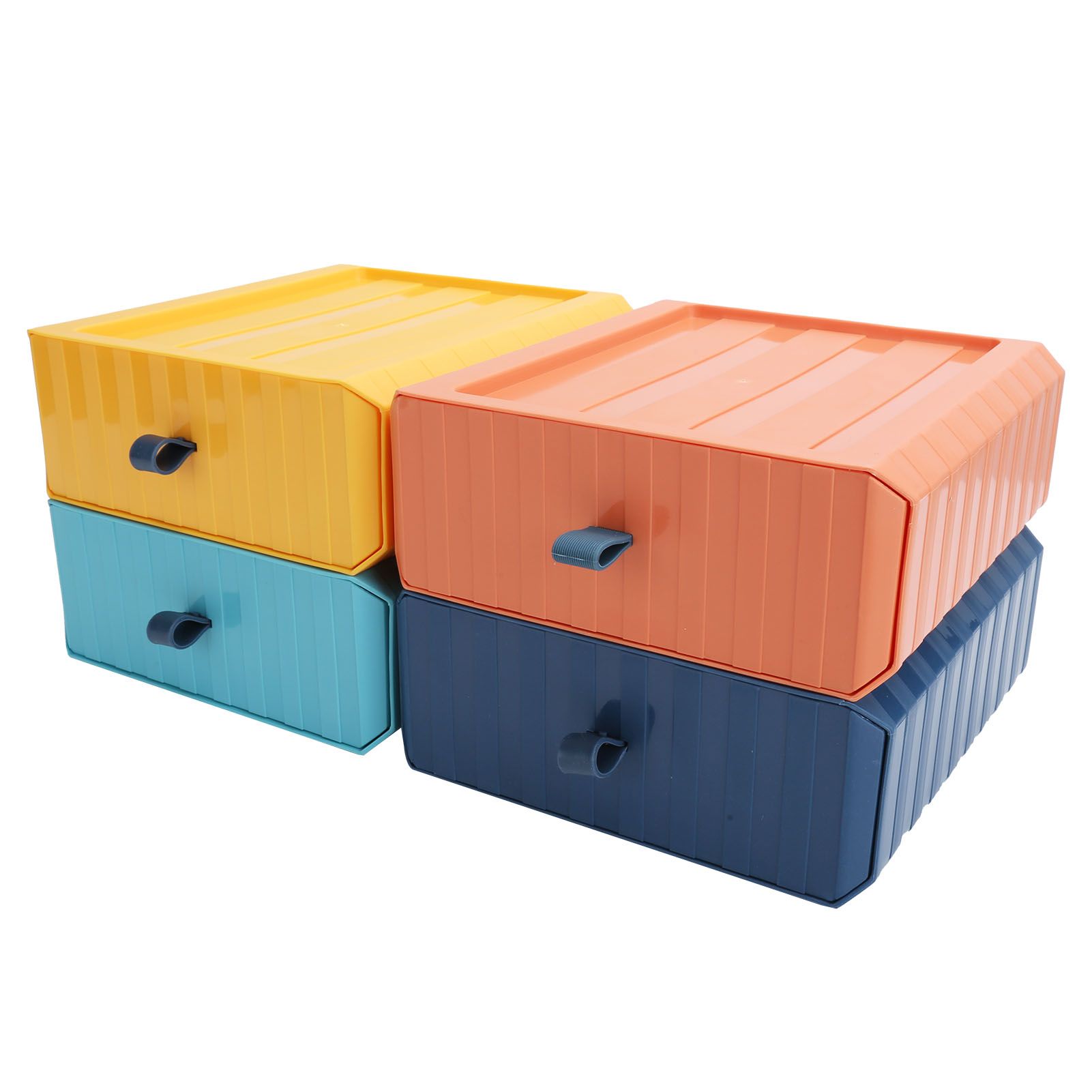4Pcs Drawer Plastic Storage Box Desk Organization Stackable Storage Drawers view 6