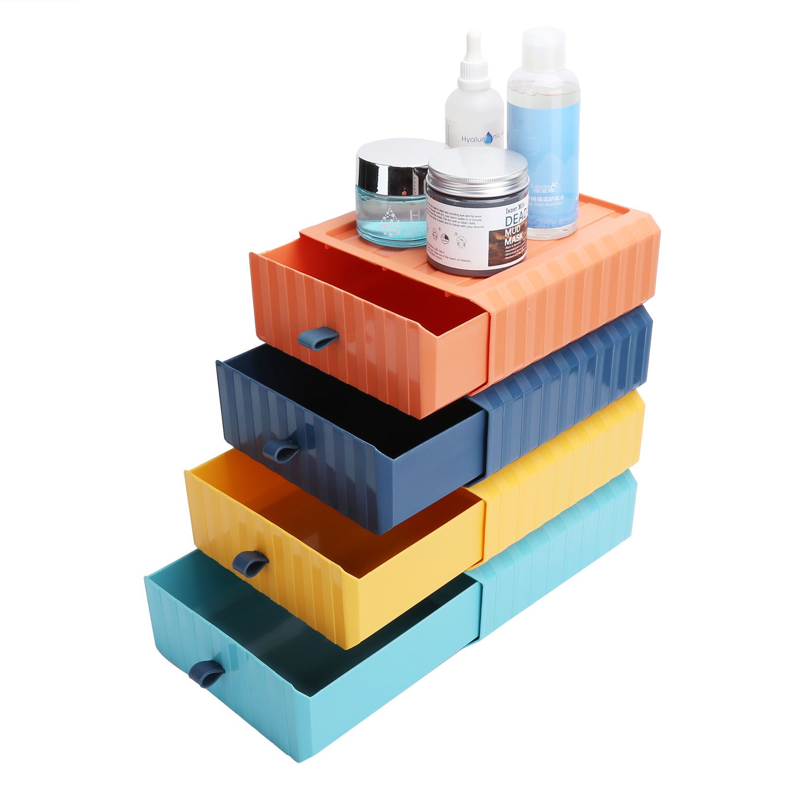4Pcs Drawer Plastic Storage Box Desk Organization Stackable Storage Drawers view 7