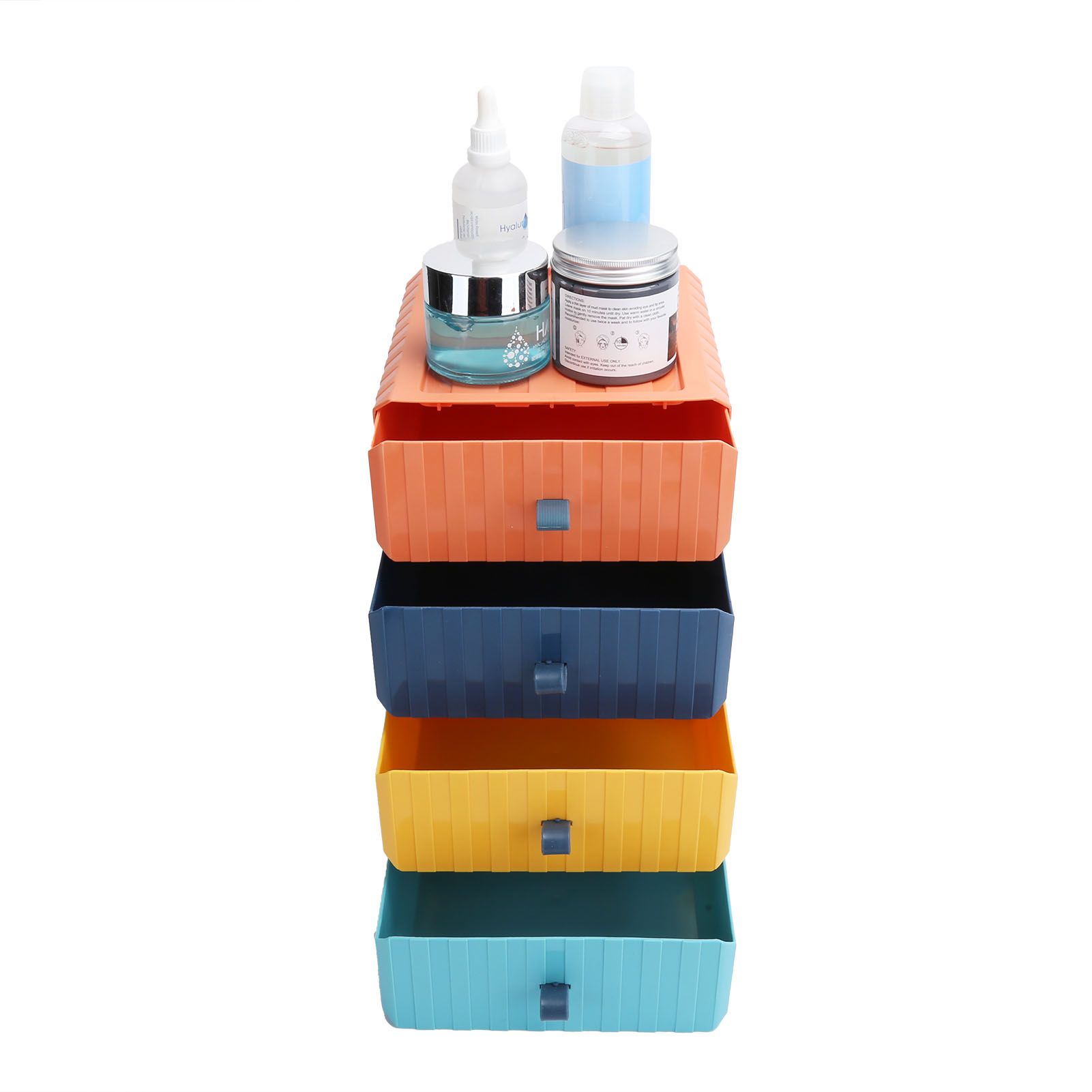 4Pcs Drawer Plastic Storage Box Desk Organization Stackable Storage Drawers view 8