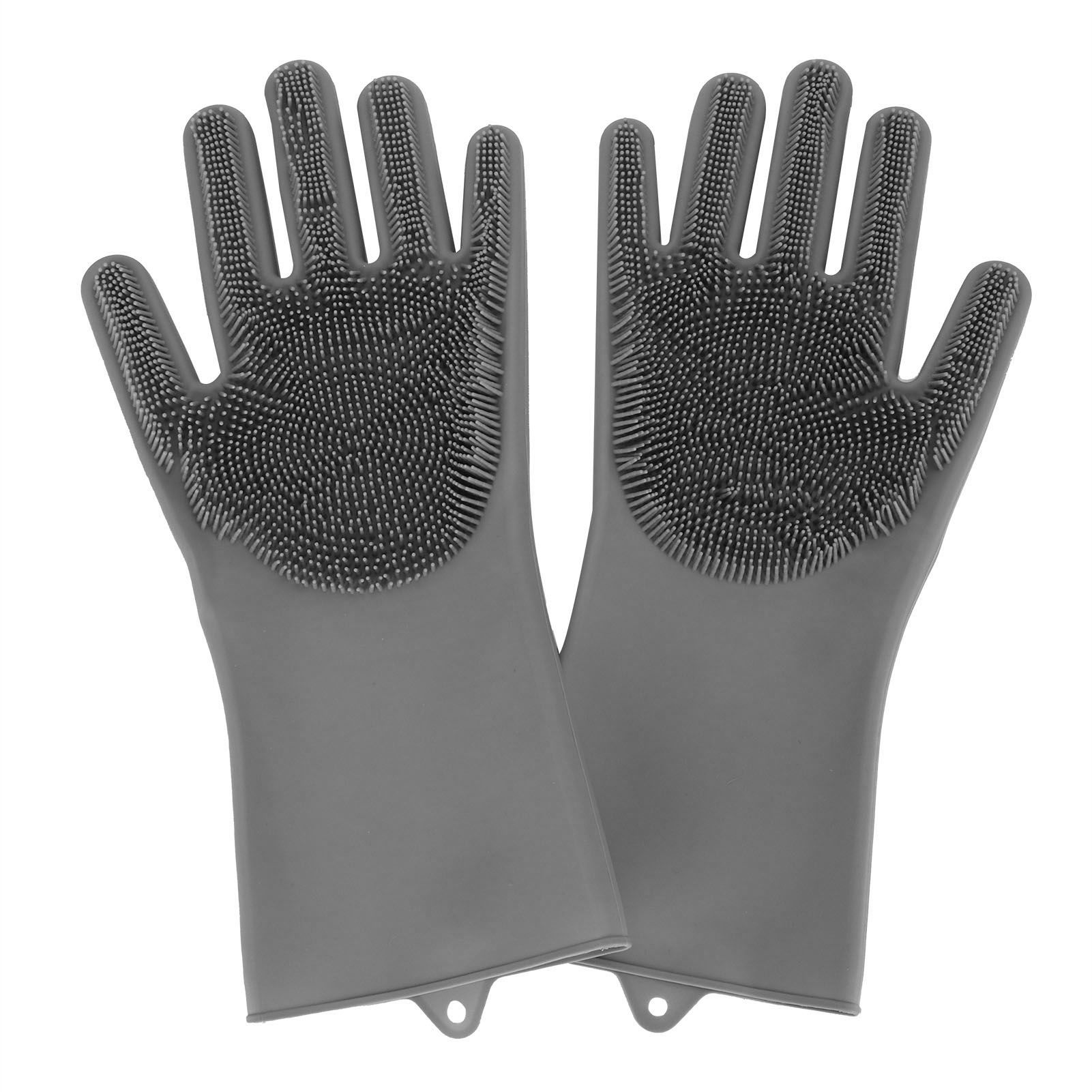 1 Pair Silicone Dishwashing Gloves Household Kitchen Waterproof OilProof view 2