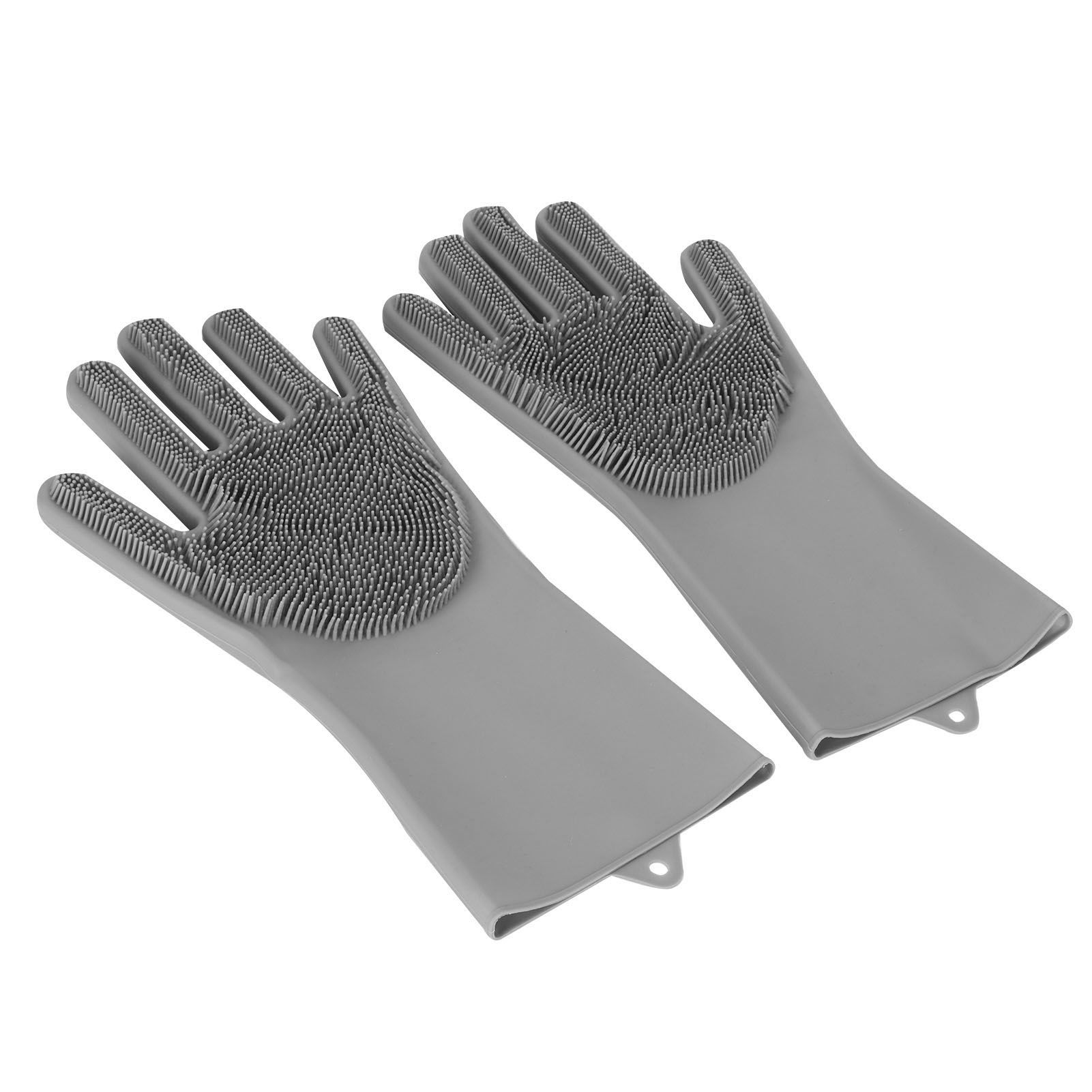 1 Pair Silicone Dishwashing Gloves Household Kitchen Waterproof OilProof view 3