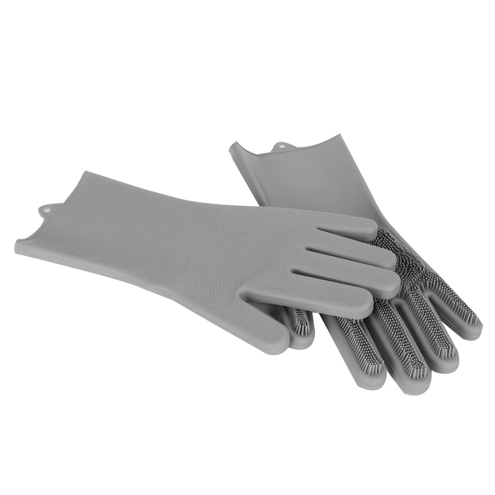 1 Pair Silicone Dishwashing Gloves Household Kitchen Waterproof OilProof view 4