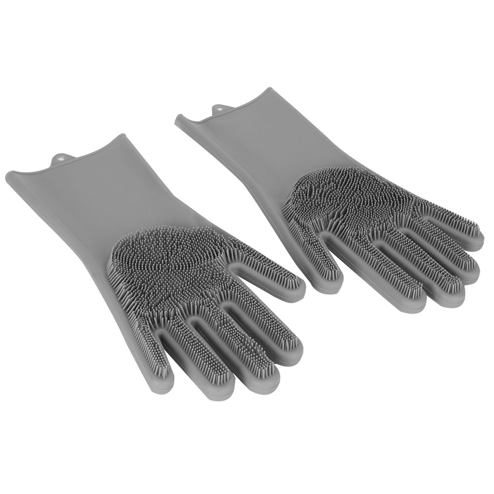 1 Pair Silicone Dishwashing Gloves Household Kitchen Waterproof OilProof view 5