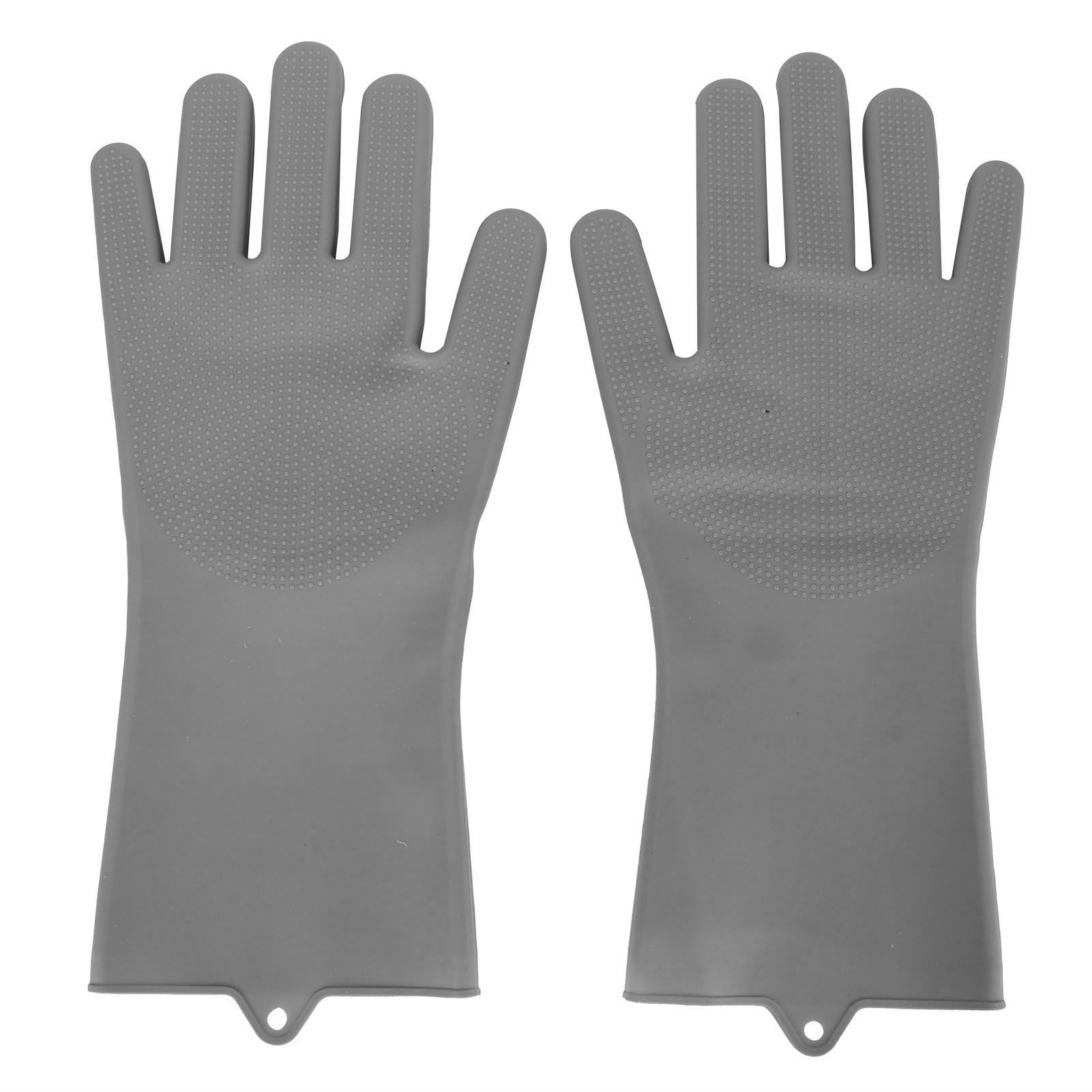 1 Pair Silicone Dishwashing Gloves Household Kitchen Waterproof OilProof view 6