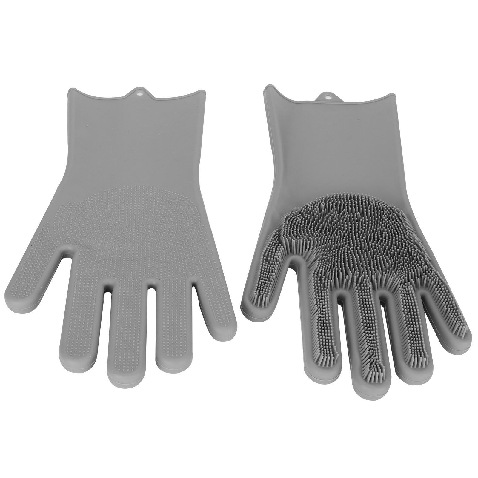 1 Pair Silicone Dishwashing Gloves Household Kitchen Waterproof OilProof view 7