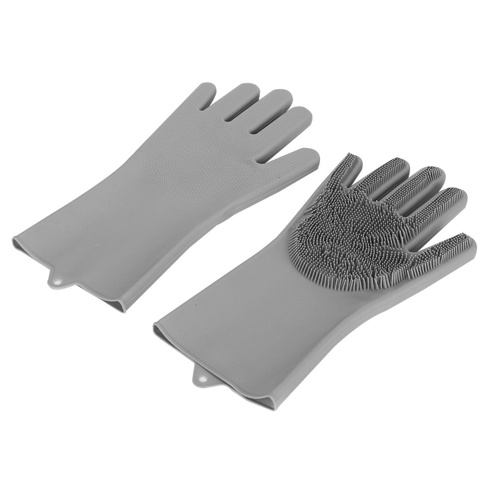 1 Pair Silicone Dishwashing Gloves Household Kitchen Waterproof OilProof view 8