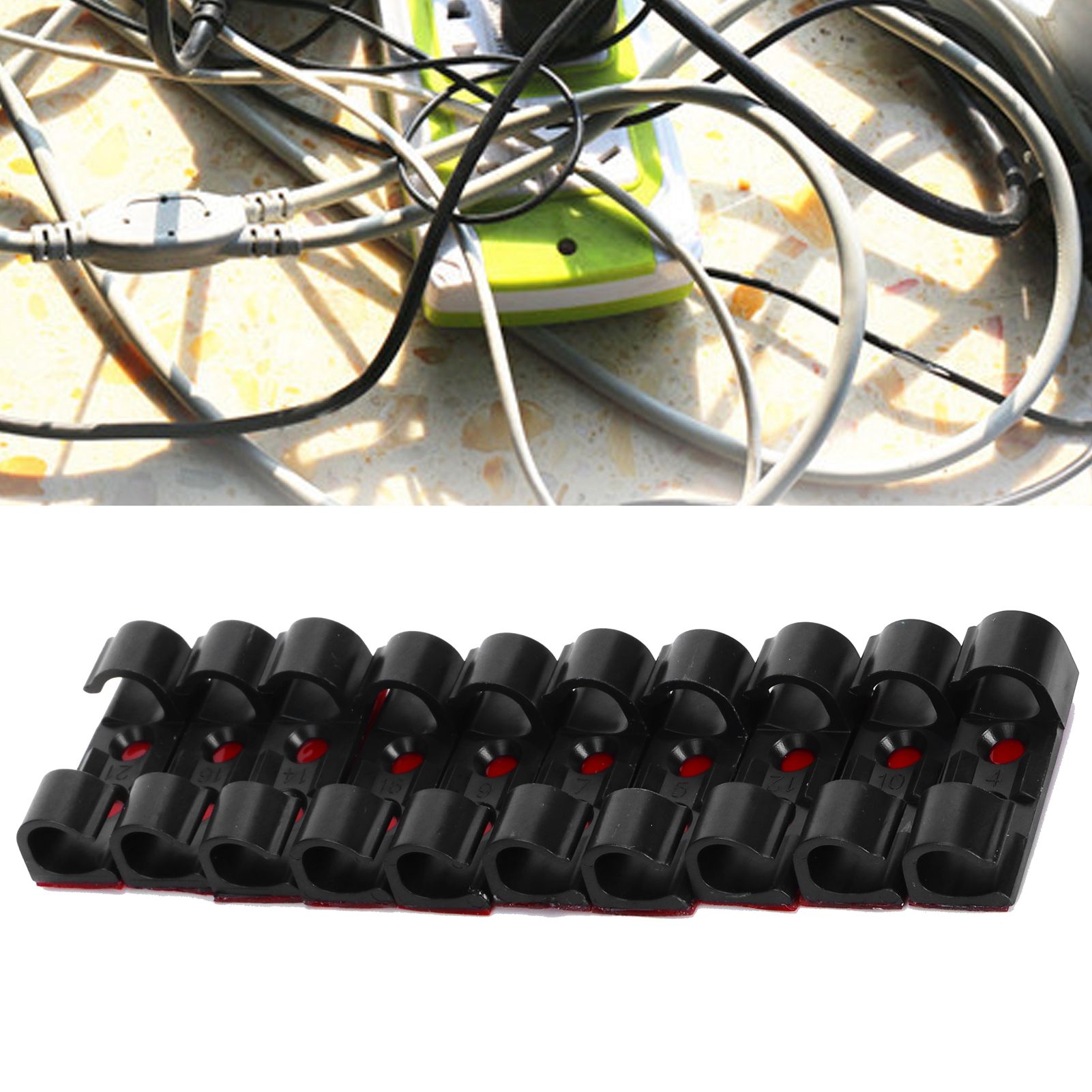20Pcs Wire Clamp Self adhesive Line Cable Clip Buckle Fastener Desktop view 10