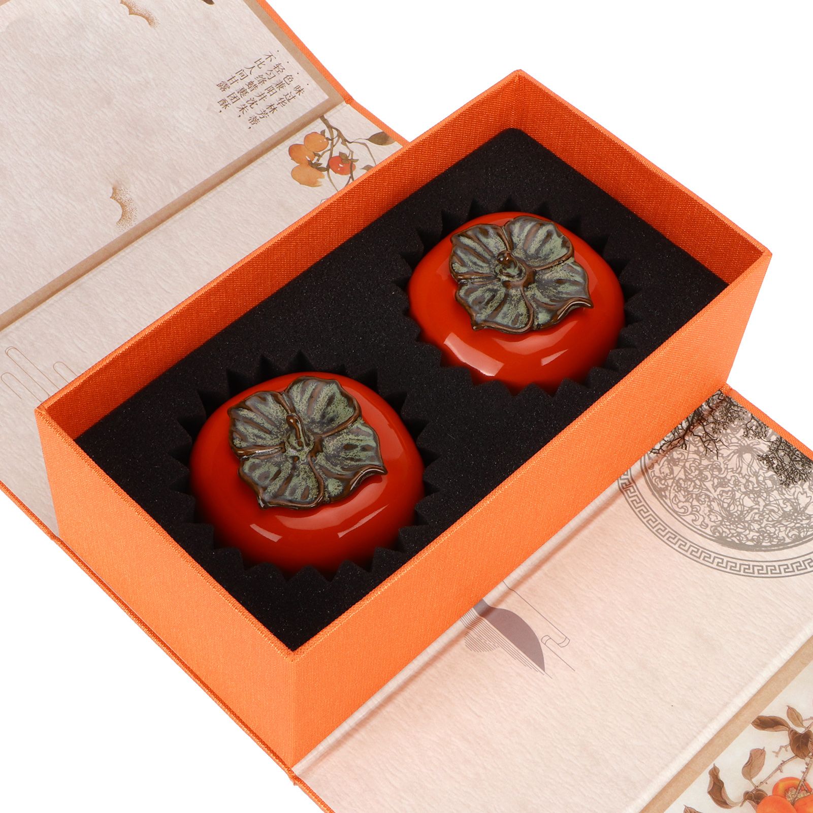 2pcs Tea Storage Pot Ceramics Persimmon Coffee Nut Sealed Containers Kitchen view 3