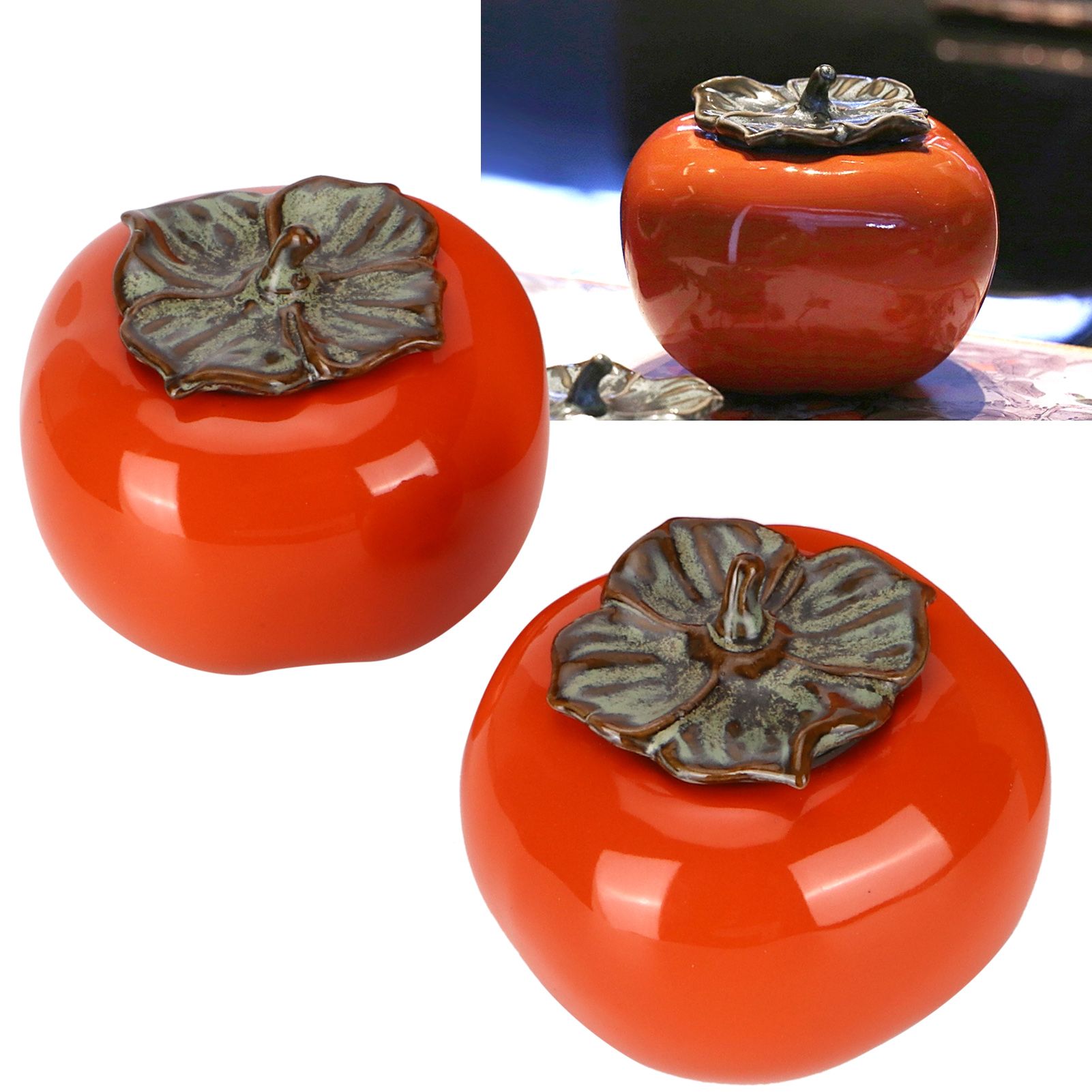 2pcs Tea Storage Pot Ceramics Persimmon Coffee Nut Sealed Containers Kitchen view 10