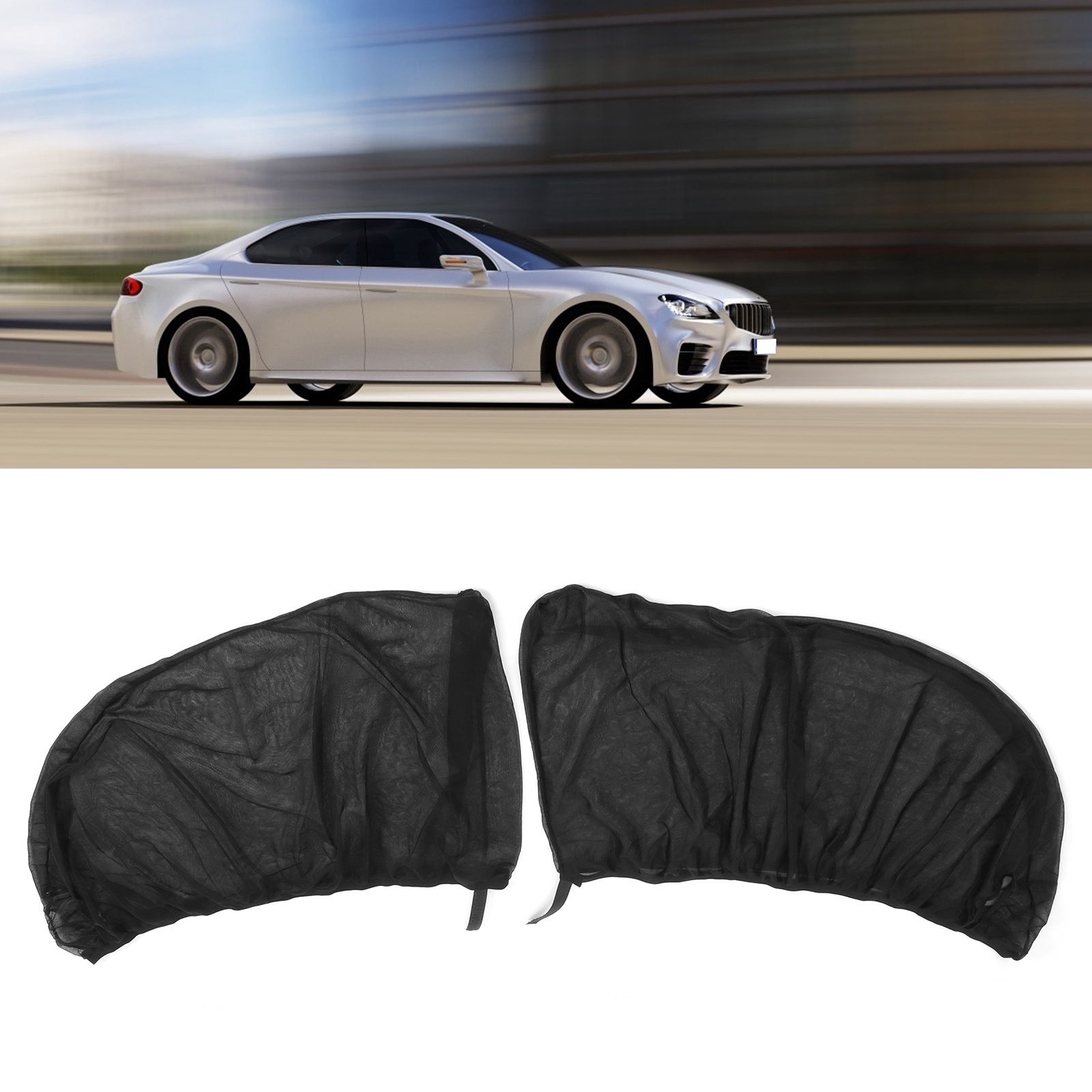 2Pcs Car Window Sun Shade UV Protection Mosquito Mesh Screen for Side Front Window view 11