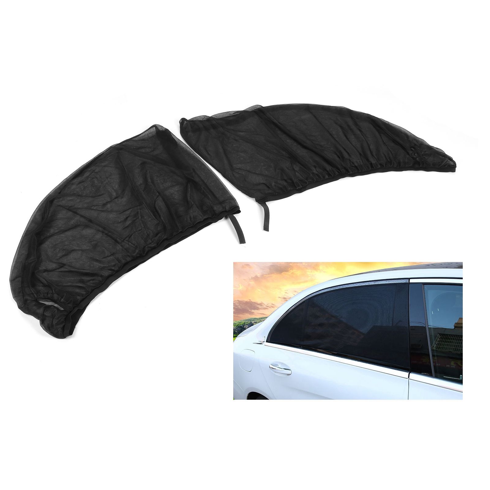 2Pcs Car Window Sun Shade UV Protection Mosquito Mesh Screen for Side Front Window view 12