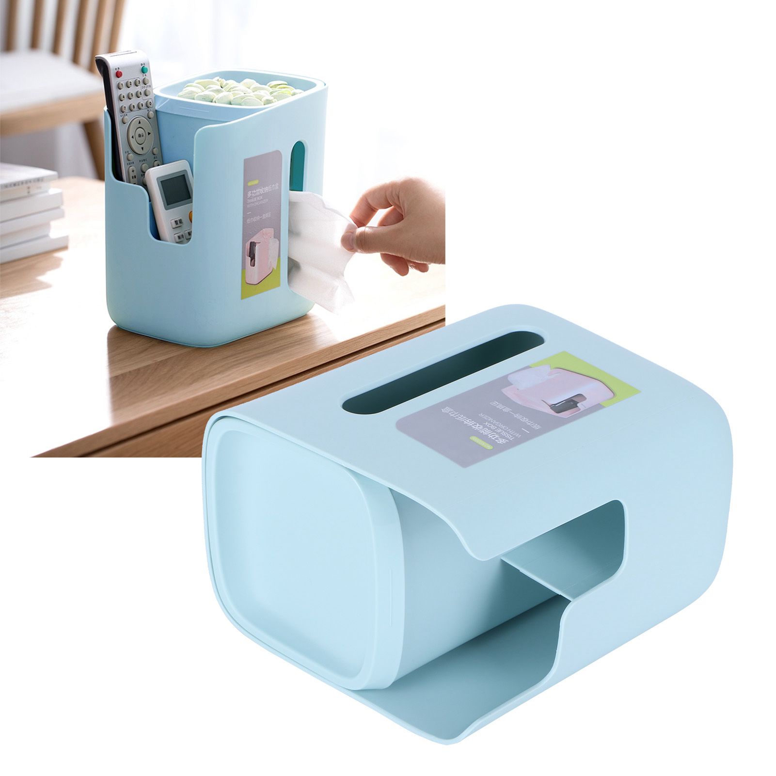 Multifunctional Tissue Box Holder Desktop Storage Box Organizer for Home view 11