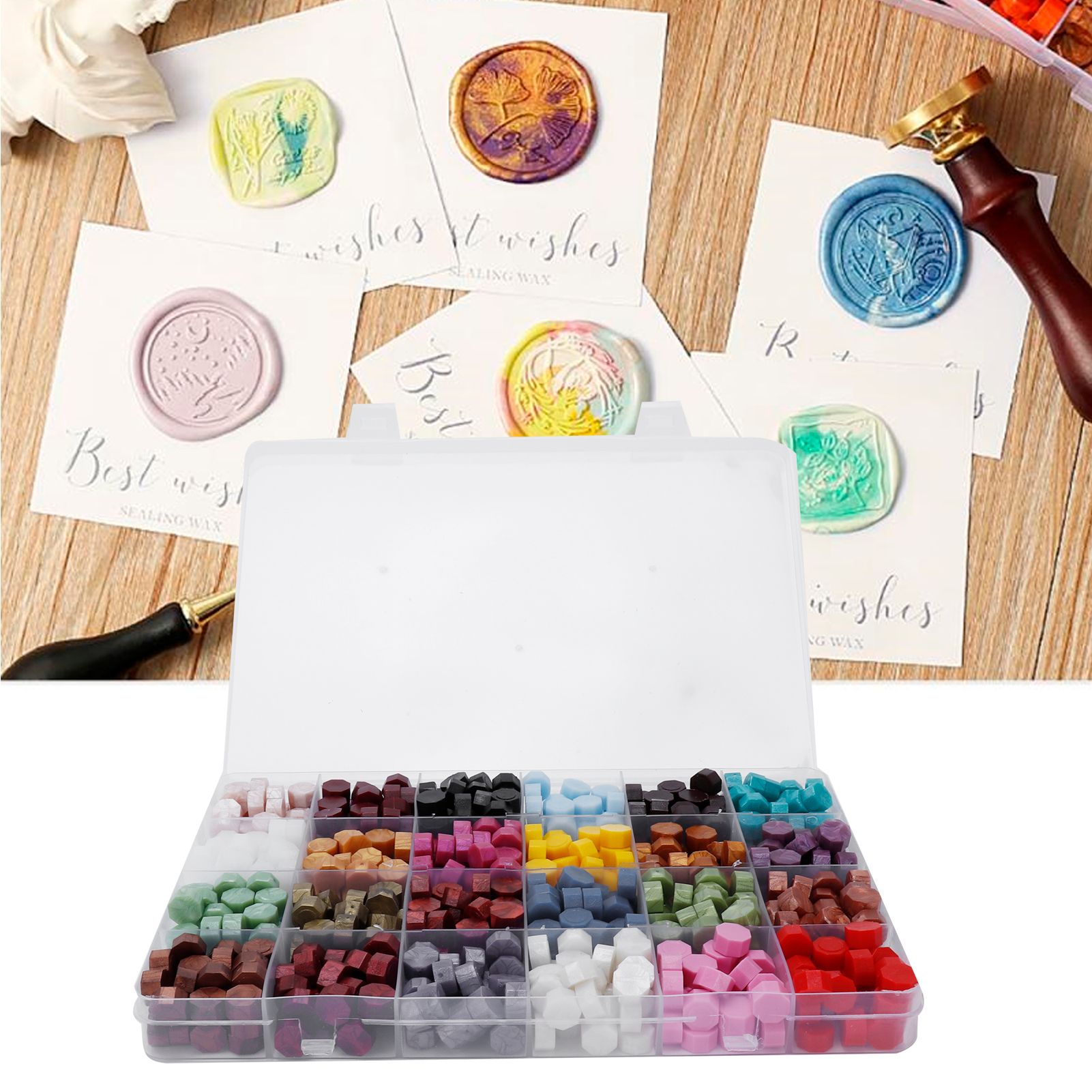 24 Colors Sealing Wax Beads Melting Spoon Sealing Stamp for DIY Crafts Decoration view 11