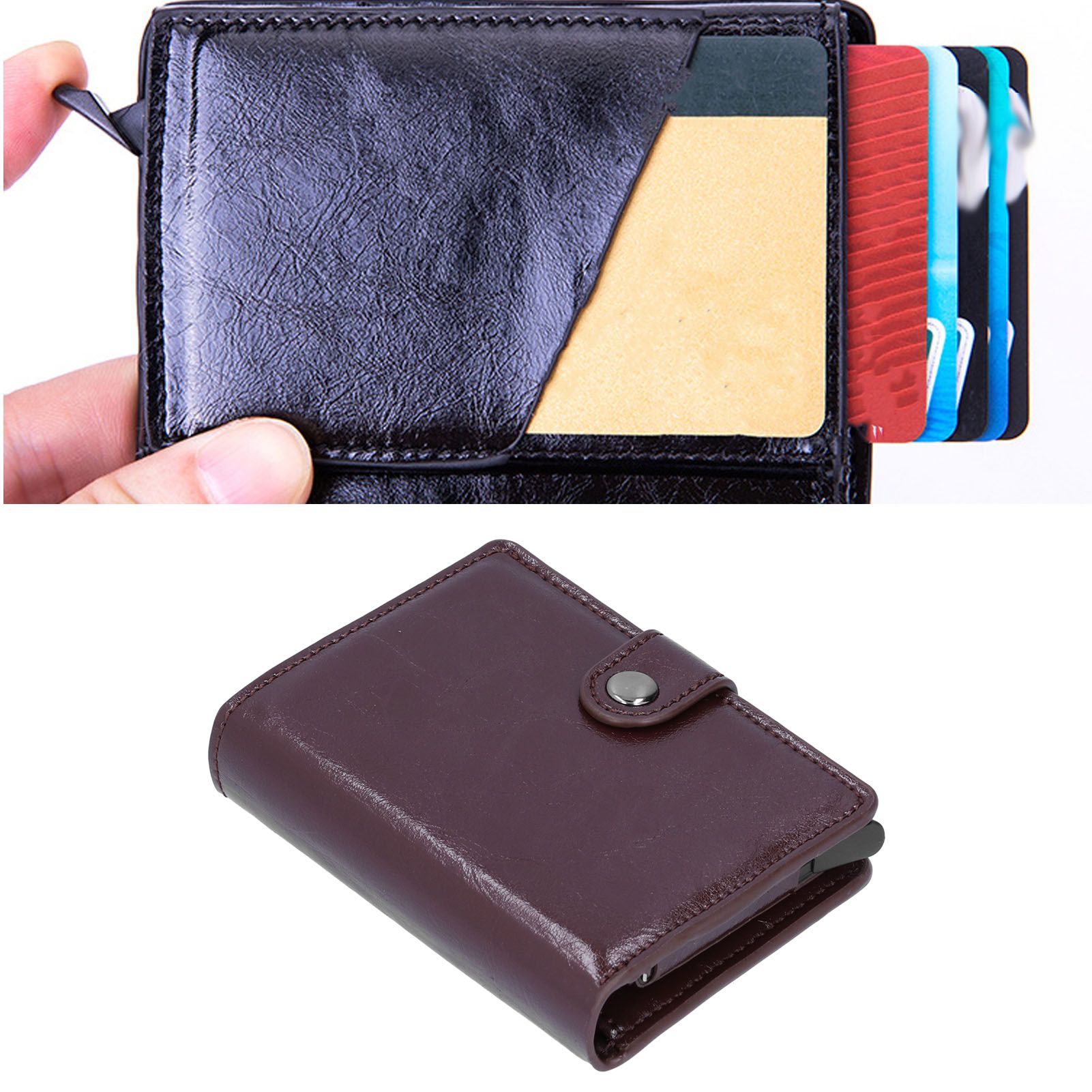 Credit Card Holder Wallet Portable Business Card Case Anti Theft Men Purse for view 12