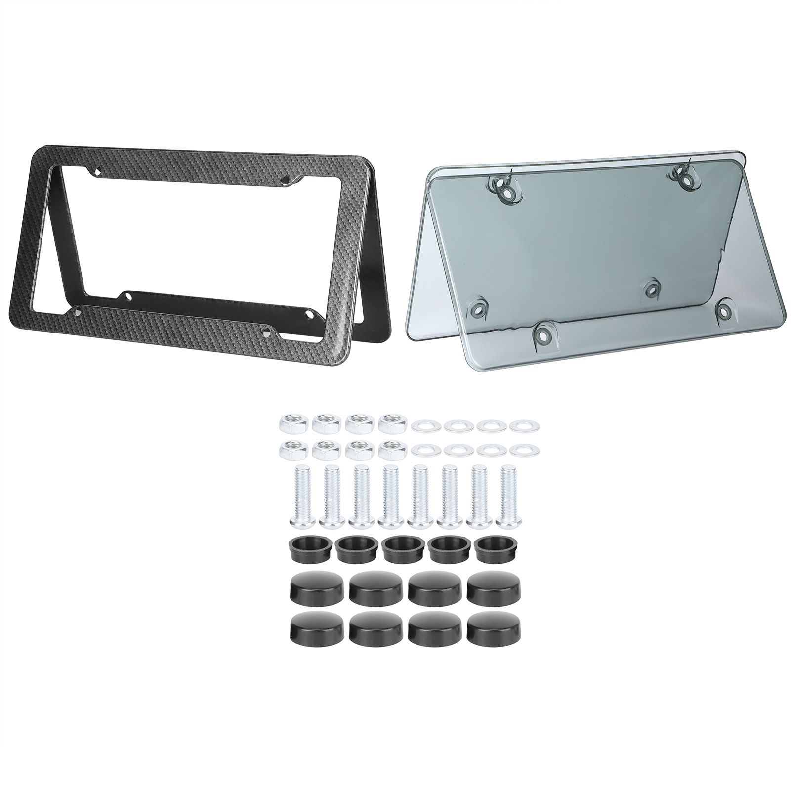 Canada Standard Carbon Fiber Style License Plate Frames Protective Cover Kit view 2