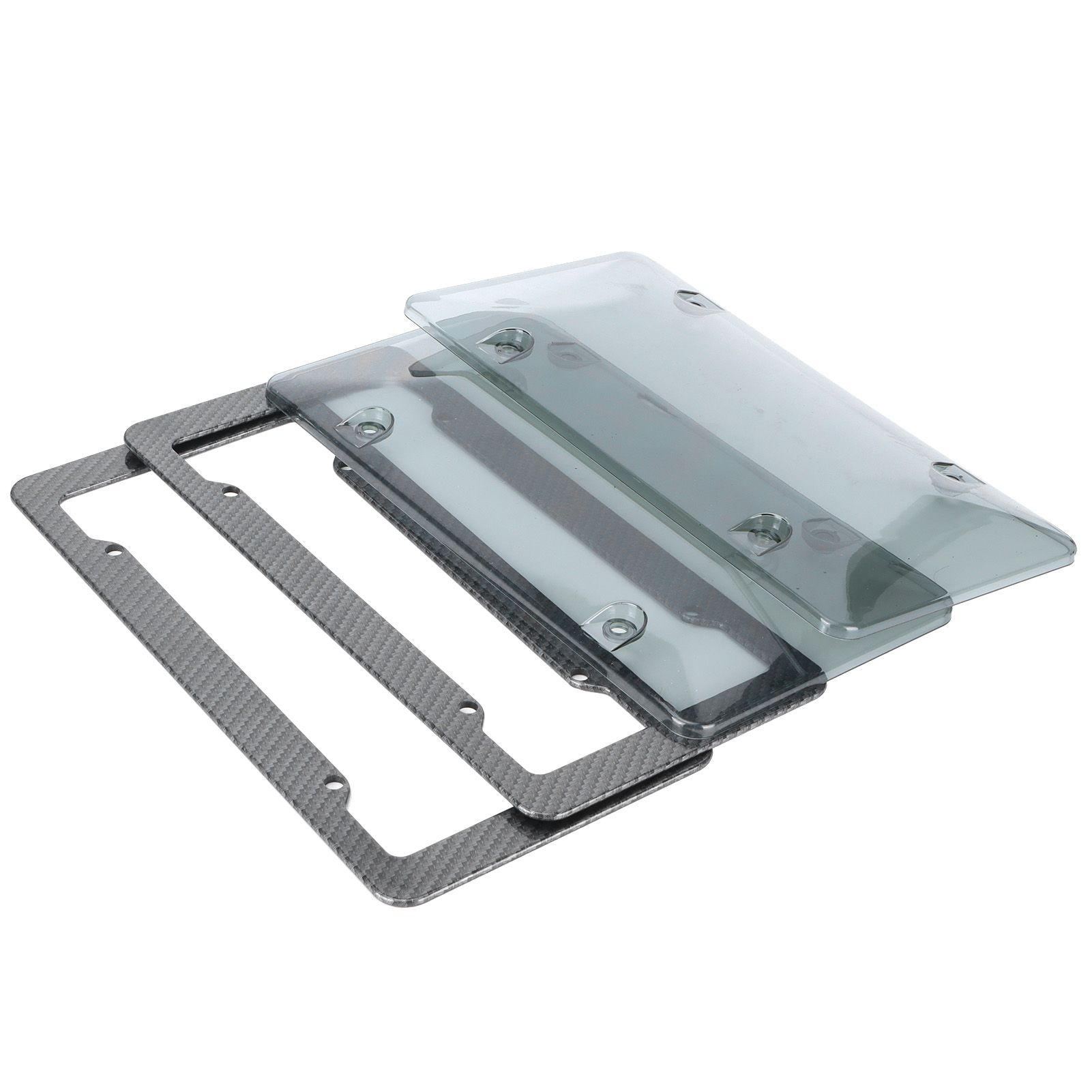 Canada Standard Carbon Fiber Style License Plate Frames Protective Cover Kit view 3
