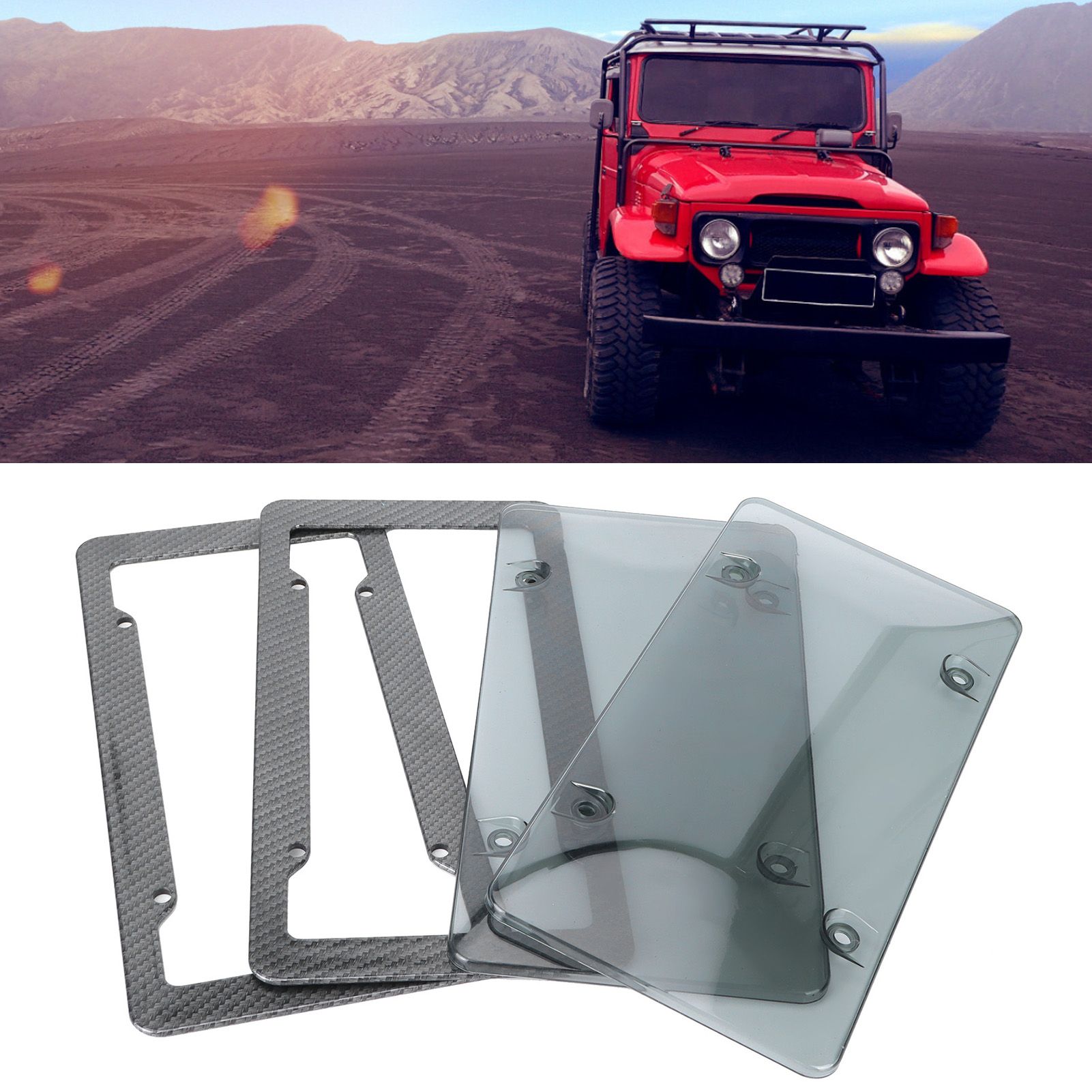 Canada Standard Carbon Fiber Style License Plate Frames Protective Cover Kit view 11