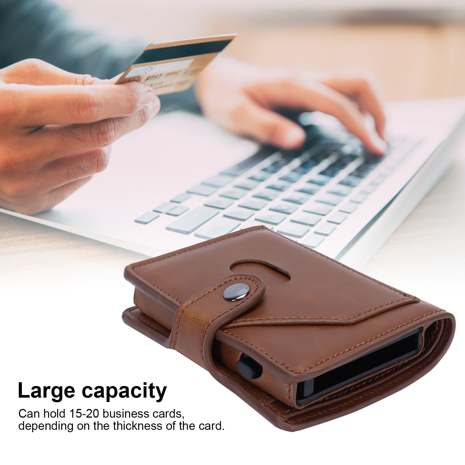 Automatic Credit Card Holder Wallet Portable Business Card Case Anti Theft view 12