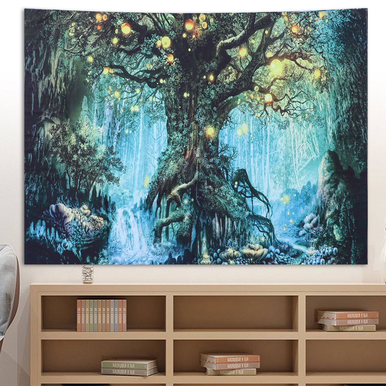Forest Tree Pattern Tapestry Wall Hanging Beach Blanket Home Background Art view 11