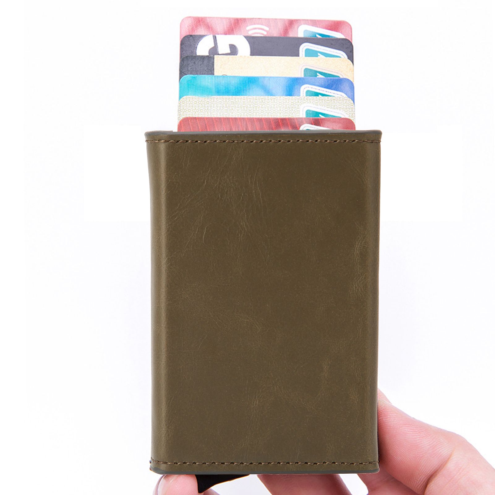 Automatic Business Card Holder Anti Theft Credit Card Case Bag Wallet with view 12