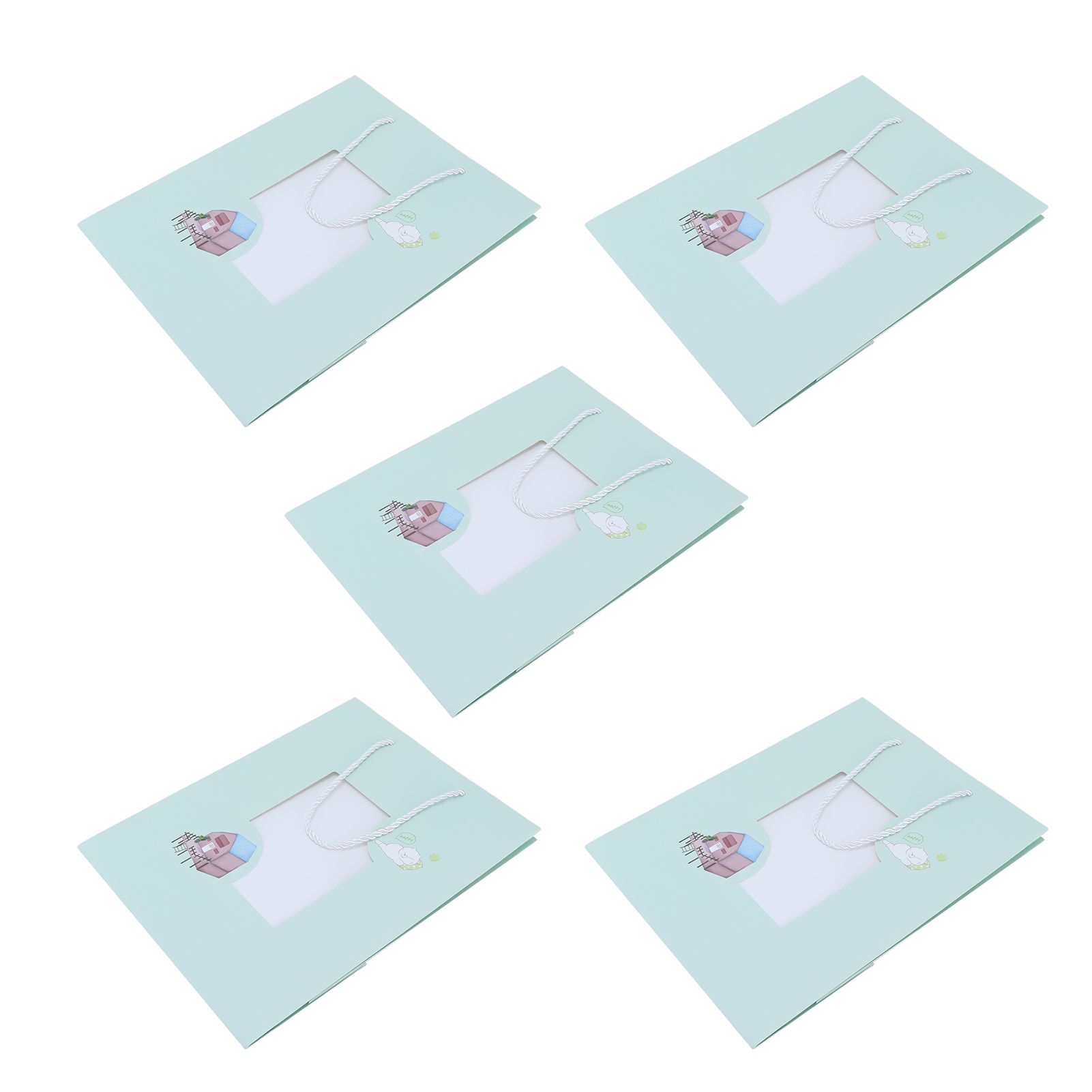 5Pcs Paper Bag Unique Cartoon Portable Shopping Tote Presents Bag for Gift view 2