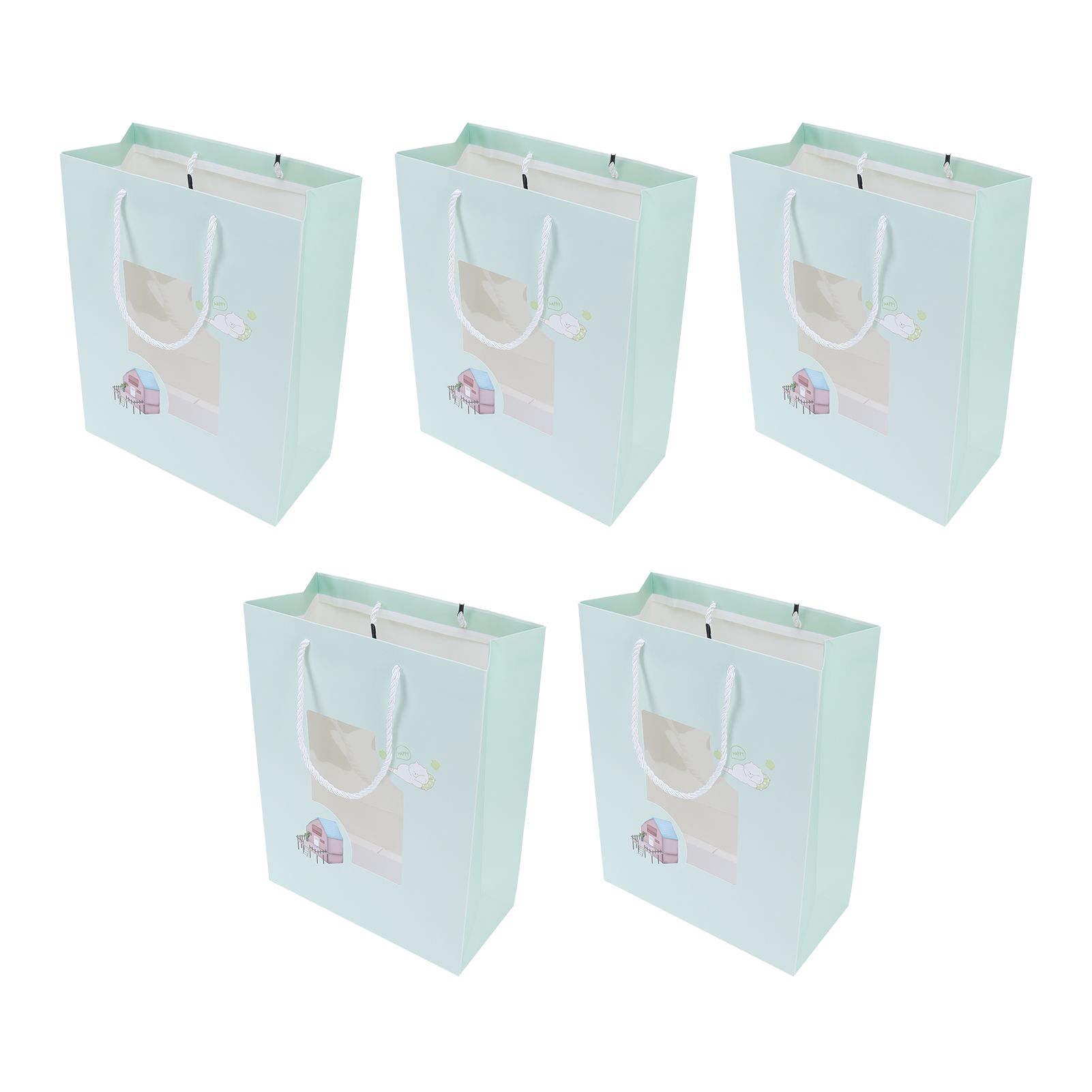5Pcs Paper Bag Unique Cartoon Portable Shopping Tote Presents Bag for Gift view 5
