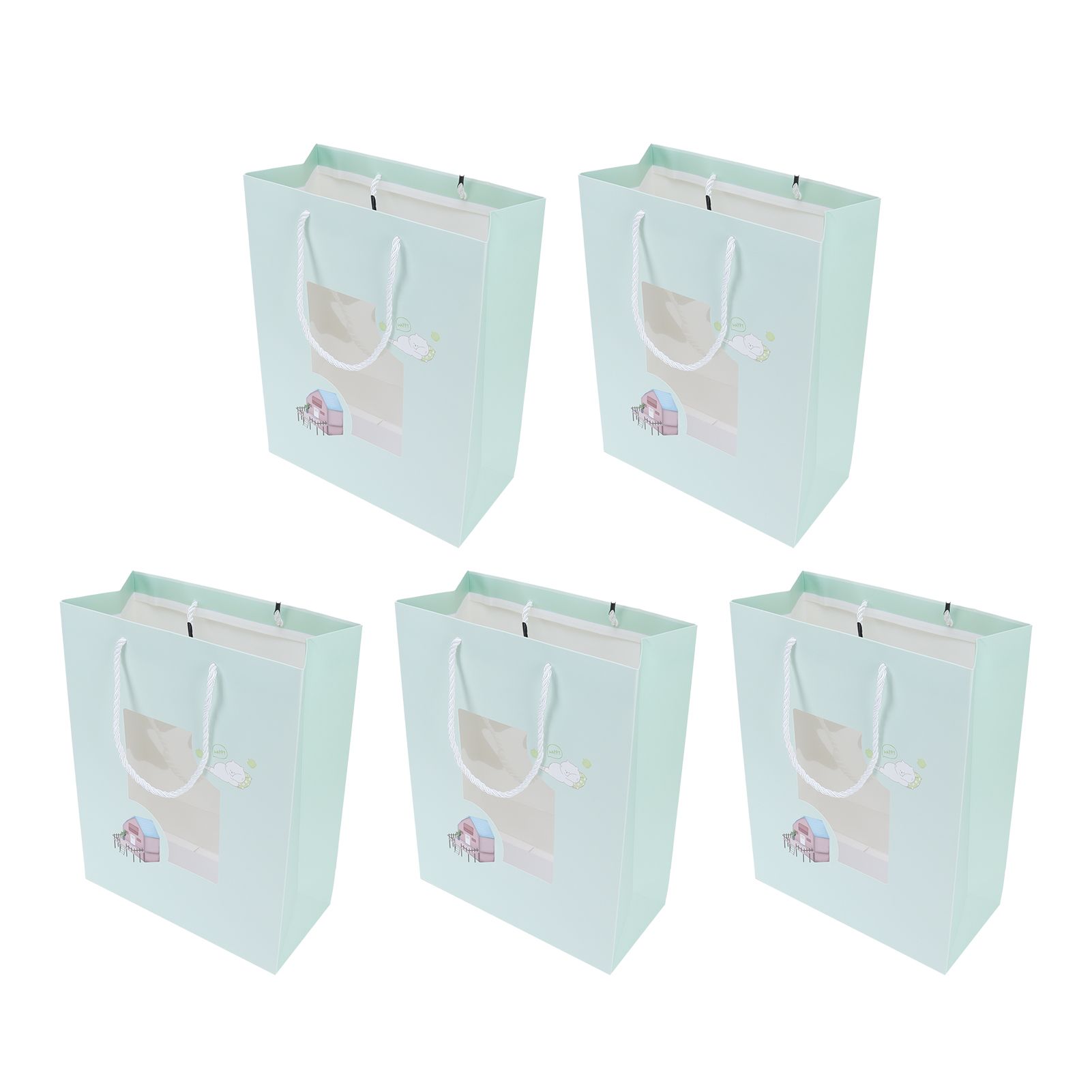 5Pcs Paper Bag Unique Cartoon Portable Shopping Tote Presents Bag for Gift view 6